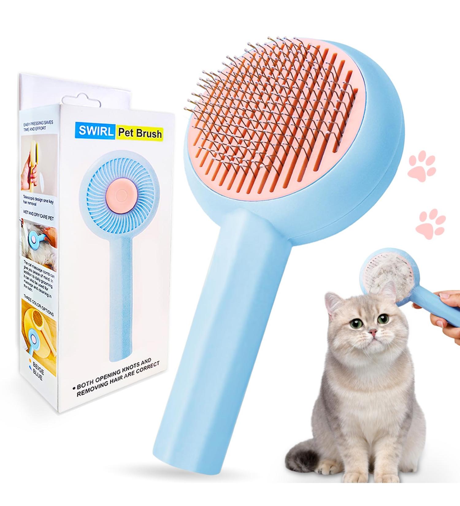 PHAVESAS Pets Dog & Cat Brush - Self-Cleaning Fur Brush for Long & Short Hair Effective Undercoat Removal - Optimized Pet Care Tool - Buy Online on GoSupps.com