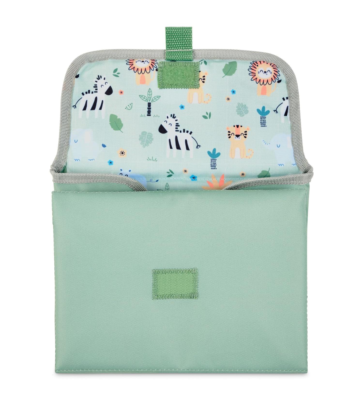 Portable Changing Mat Compact Wipe-Clean Mat for Newborns and Toddlers Travel Nappy Changing Bag with Pocket Soft and Padded Animal Safari Design Safari Green - Buy Online on GoSupps.com
