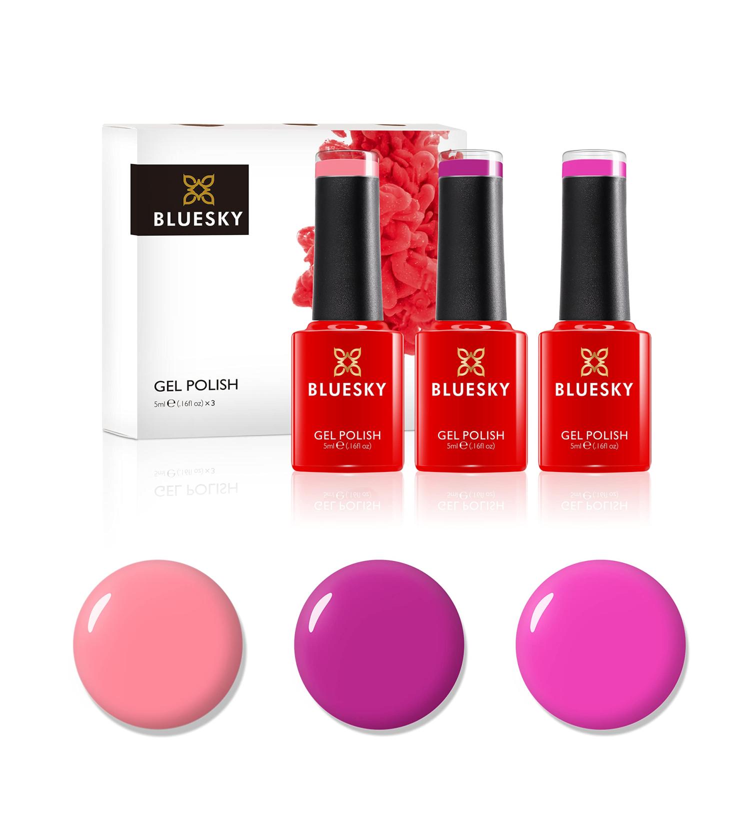 Bluesky Gel Nail Polish Set Pretty Pinks Very Berry Neon17 Pink Flamengo Qxg003 Pink Lemonade Km895 3 x 5 ml Purple (Requires Curing Under UV or LED Lamp) Pretty Pinks 5 ml (Pack of 3) - Buy Online on GoSupps.com