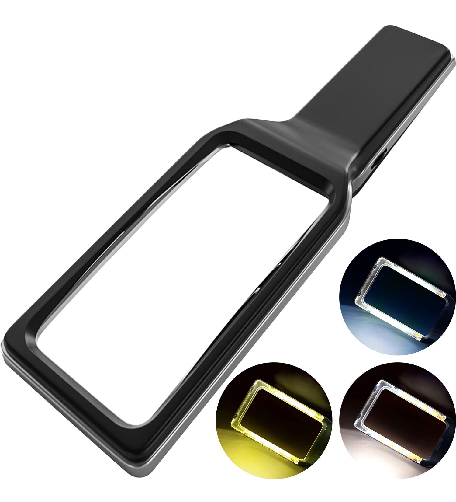 4X Large Magnifying Glass with Anti-Glare LEDs - Ideal for Low Vision Seniors, Macular Degeneration, and Inspection - 3 Lighting Modes - Buy Online on GoSupps.com