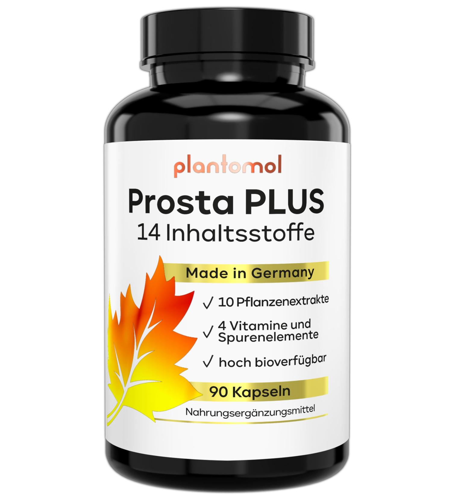 Shop 14 Times Complex!90 Prosta Plus Capsules - 14 Vegan Ingredients High-Dose Plantomol 90 Pieces - International Shipping Available - Buy Online on GoSupps.com