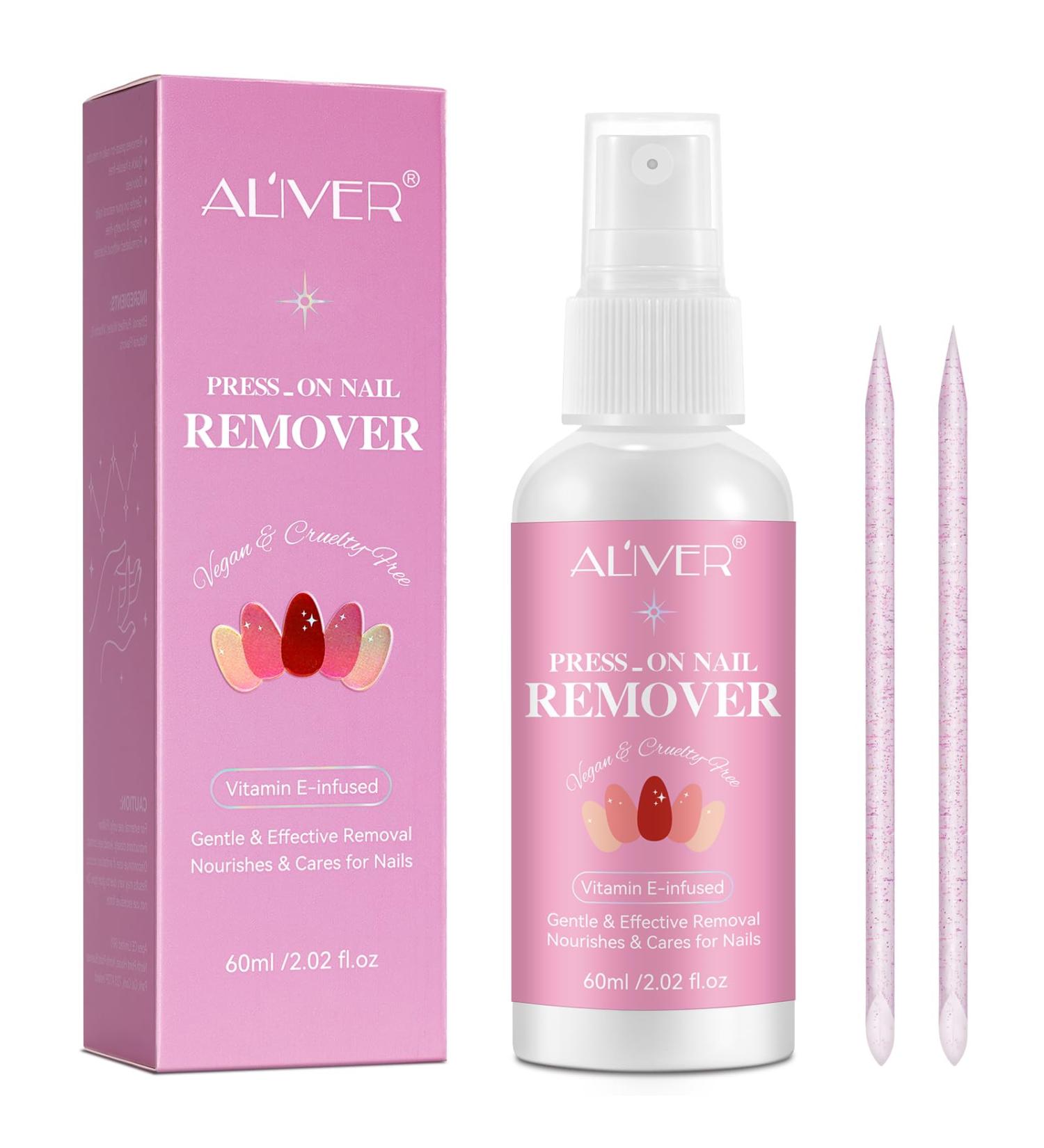 Nail Glue Remover for Press on Nails 60ml Vitamin E False Nail Remover for Fake Nails Nail Polish Remover Acrylic Nail Tips with Cuticle Pusher Adhesive False Nail Remover Accessories for Nail Art - Buy Online on GoSupps.com