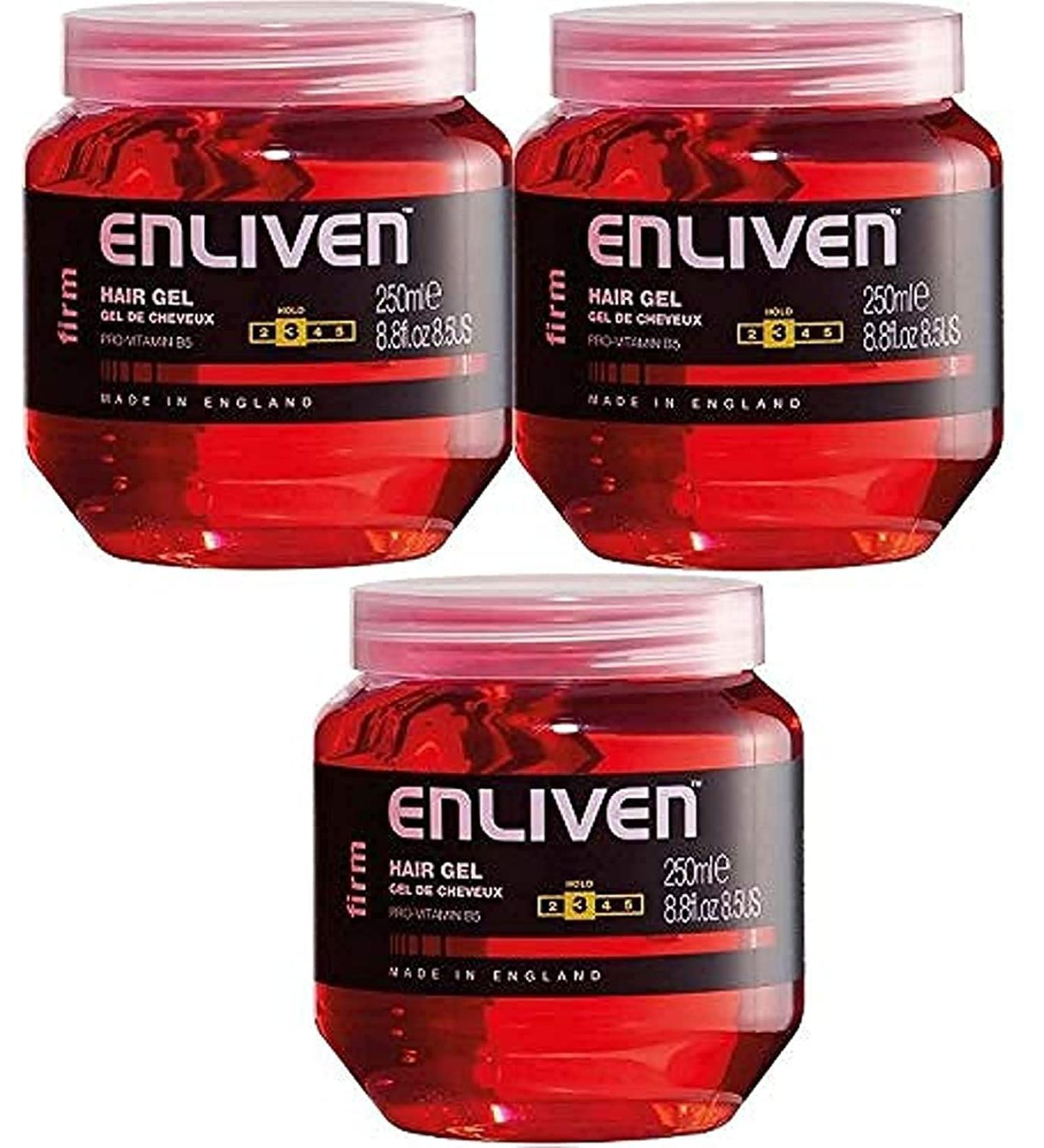 Enliven Vitamin B5 Hair Gel for Wet and Firm Hair Medium Hold Red 250ml 3 Pack