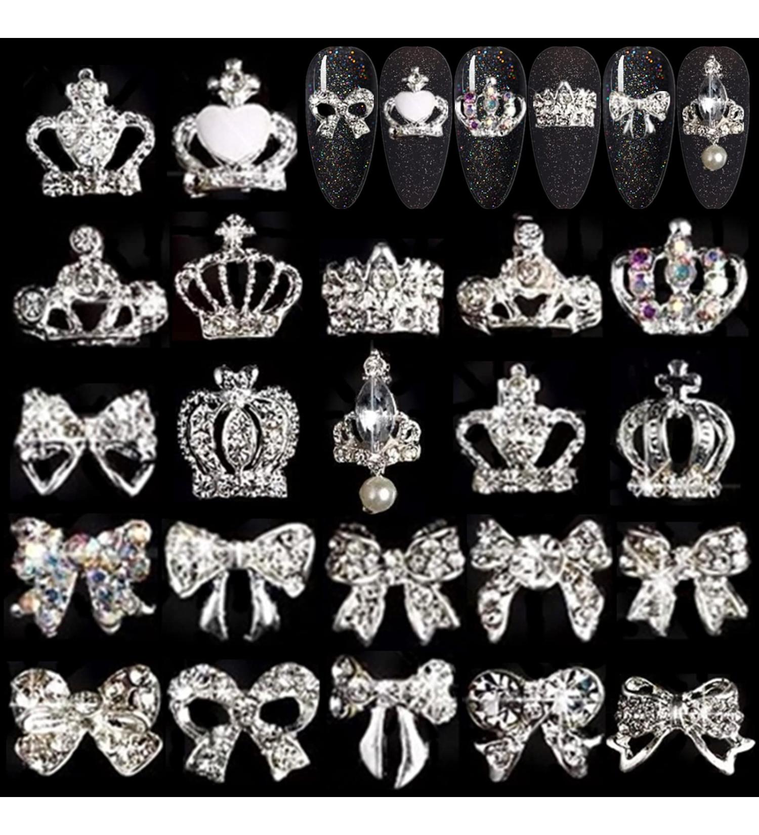 Colorful Butterfly Nail Rhinestones & 3D Silver Bows Set - Manicure Decoration Supplies for Women & Girls - Buy Online on GoSupps.com