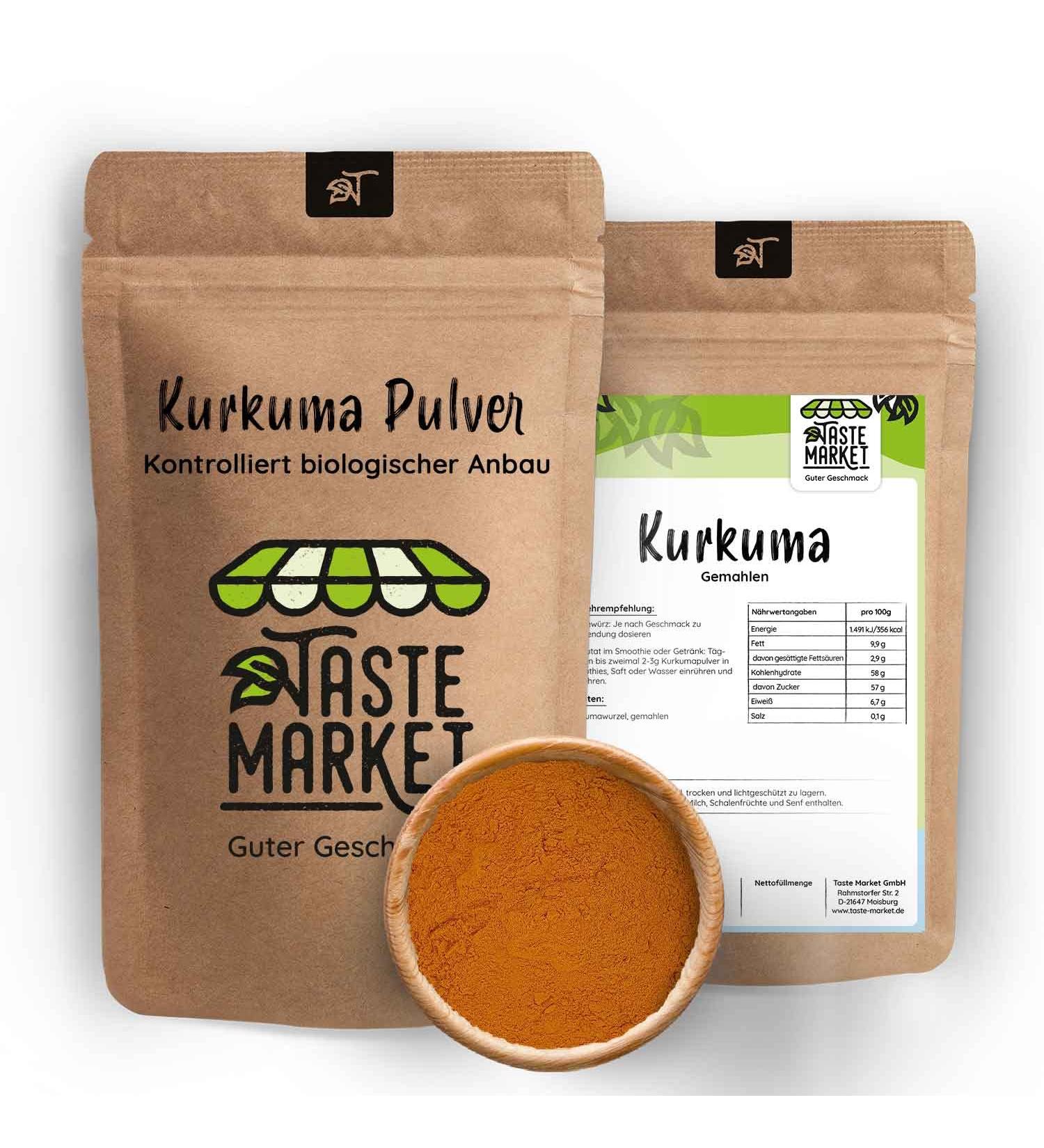  justaste GmbH 2 x 1 kg turmeric powder | Ground turmeric root | Root | Curcumin | Turmeric Latte 2000 g - Buy Online on GoSupps.com