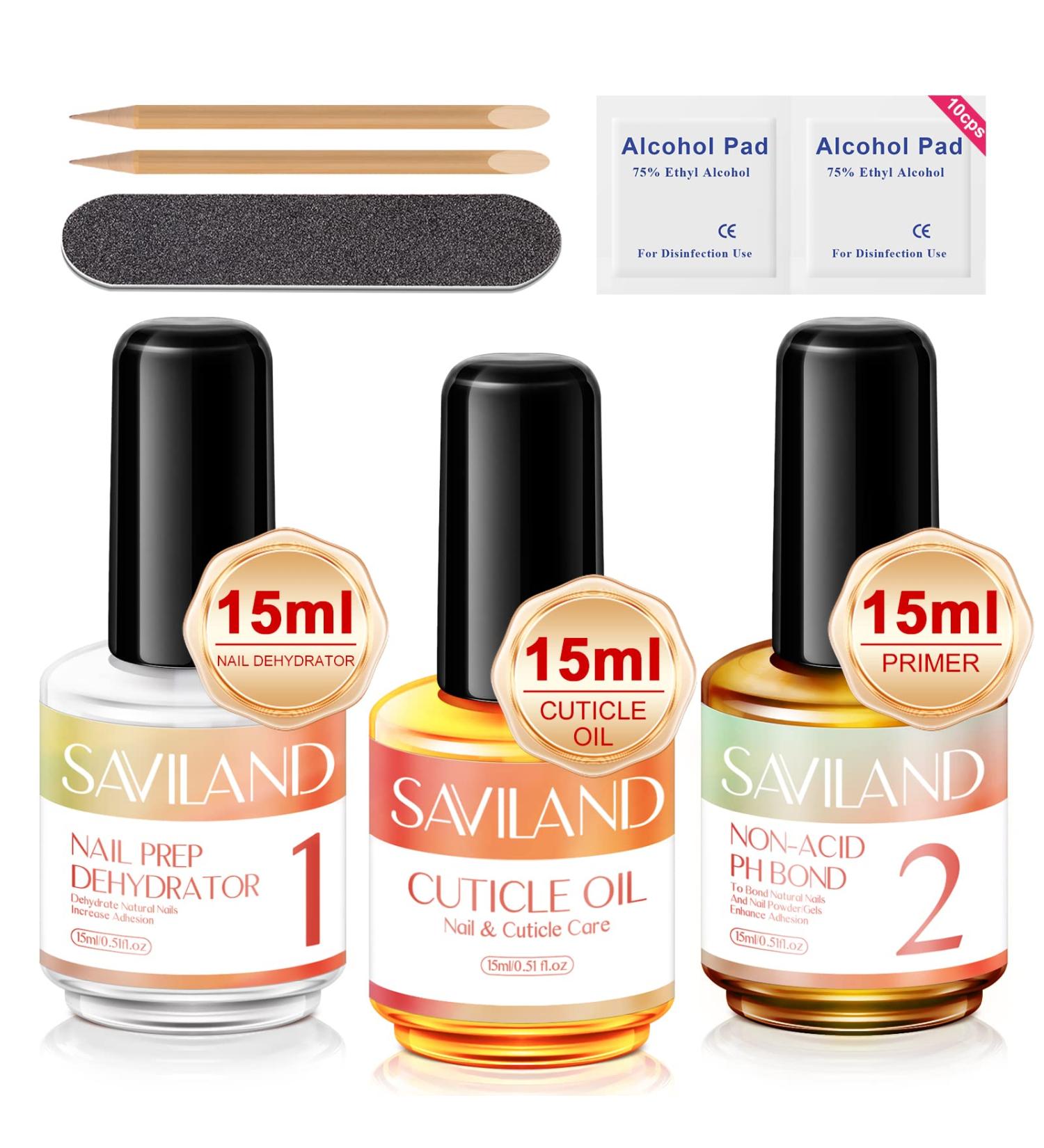 SAVILAND Nail Prep Kit: Dehydrator, Primer & Cuticle Oil Set - 13PCS, Non-Acid PH Bond for Gel Nails - Buy Online on GoSupps.com