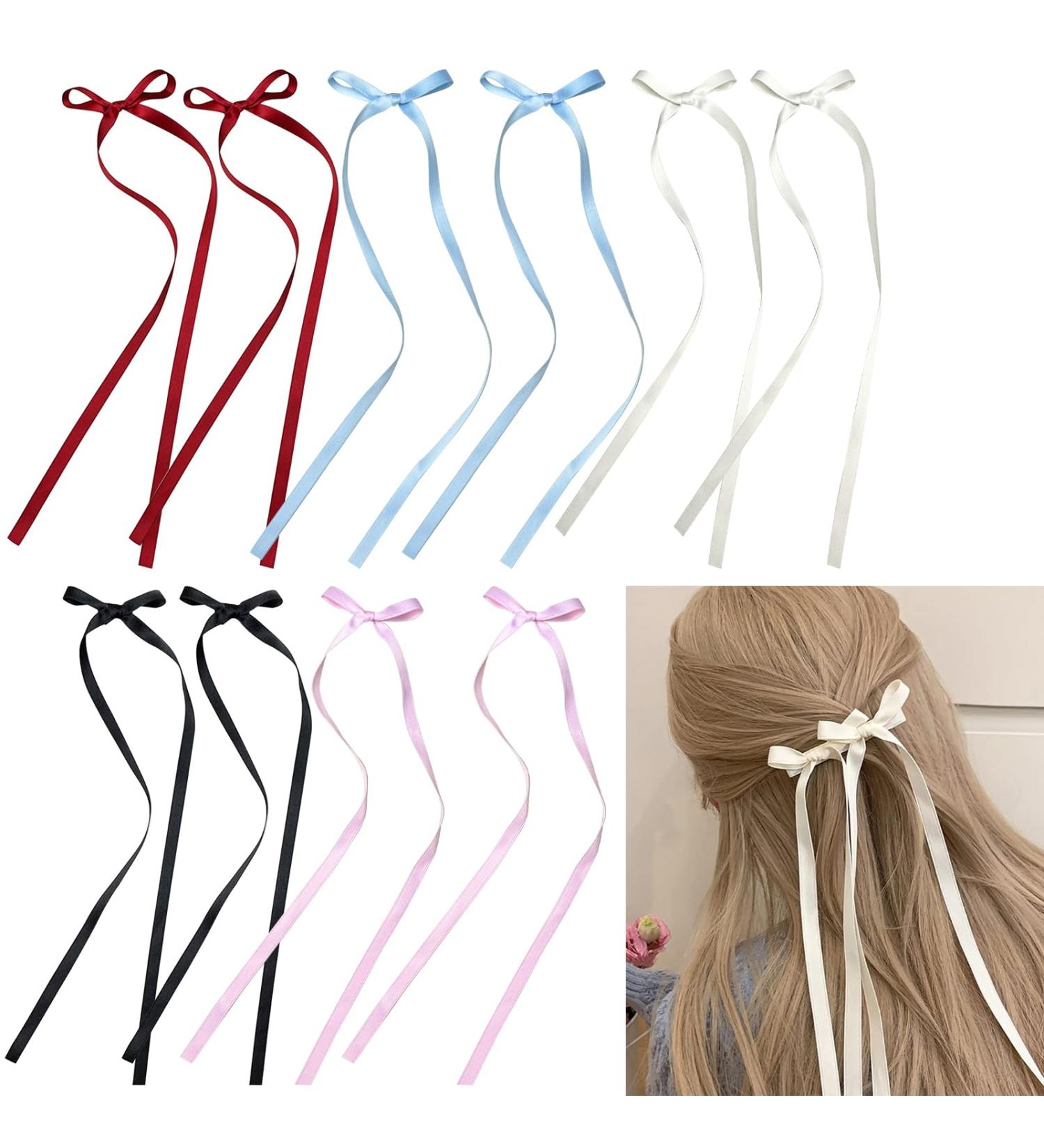 Fhioevt 10-Piece Silk Satin Hair Loop Clips for Women - Stylish Hairpins in 5 Colors for Elegant Hair Decoration - Buy Online on GoSupps.com