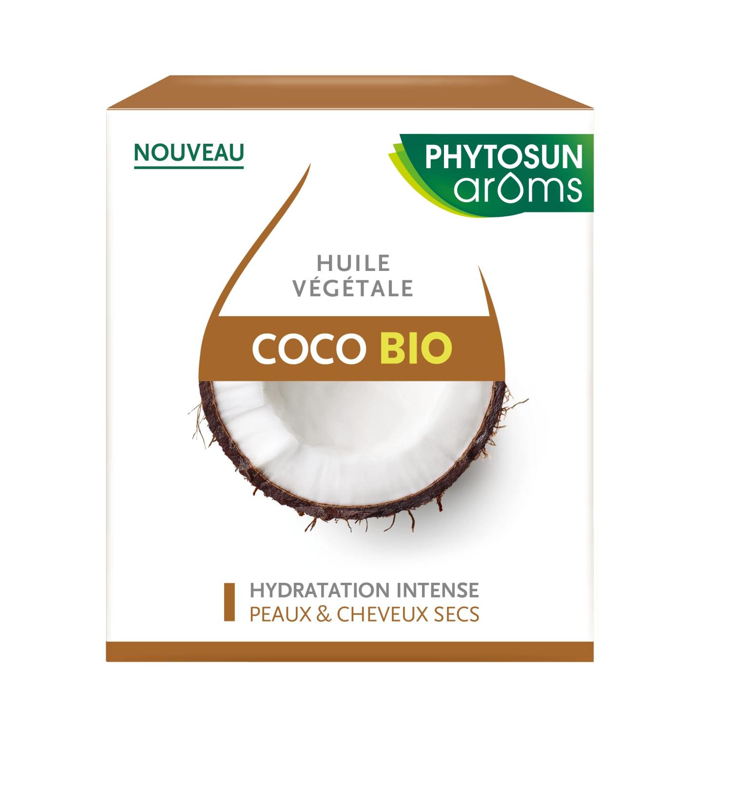 PHYTOSUN AROMS - Organic Coconut Oil - 100% Pure and Natural - Intense Hydration for Dry Skin and Hair - 100ml