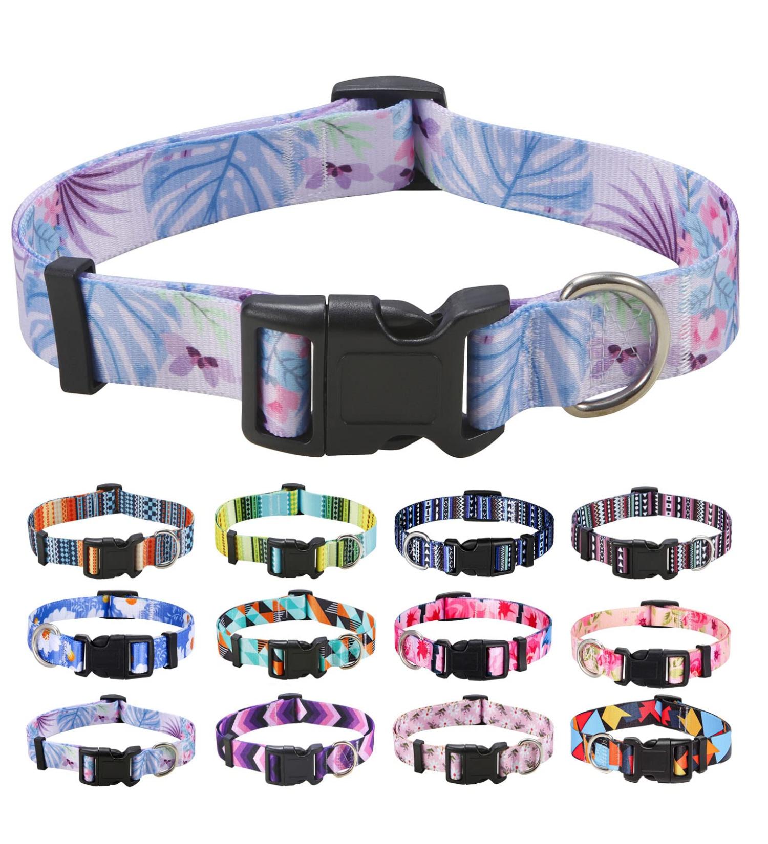 Shop Mihqy Adjustable Dog Collar - Soft & Comfortable Bohemian Design for All Sizes | Monstera Flower Pattern - Buy Online on GoSupps.com
