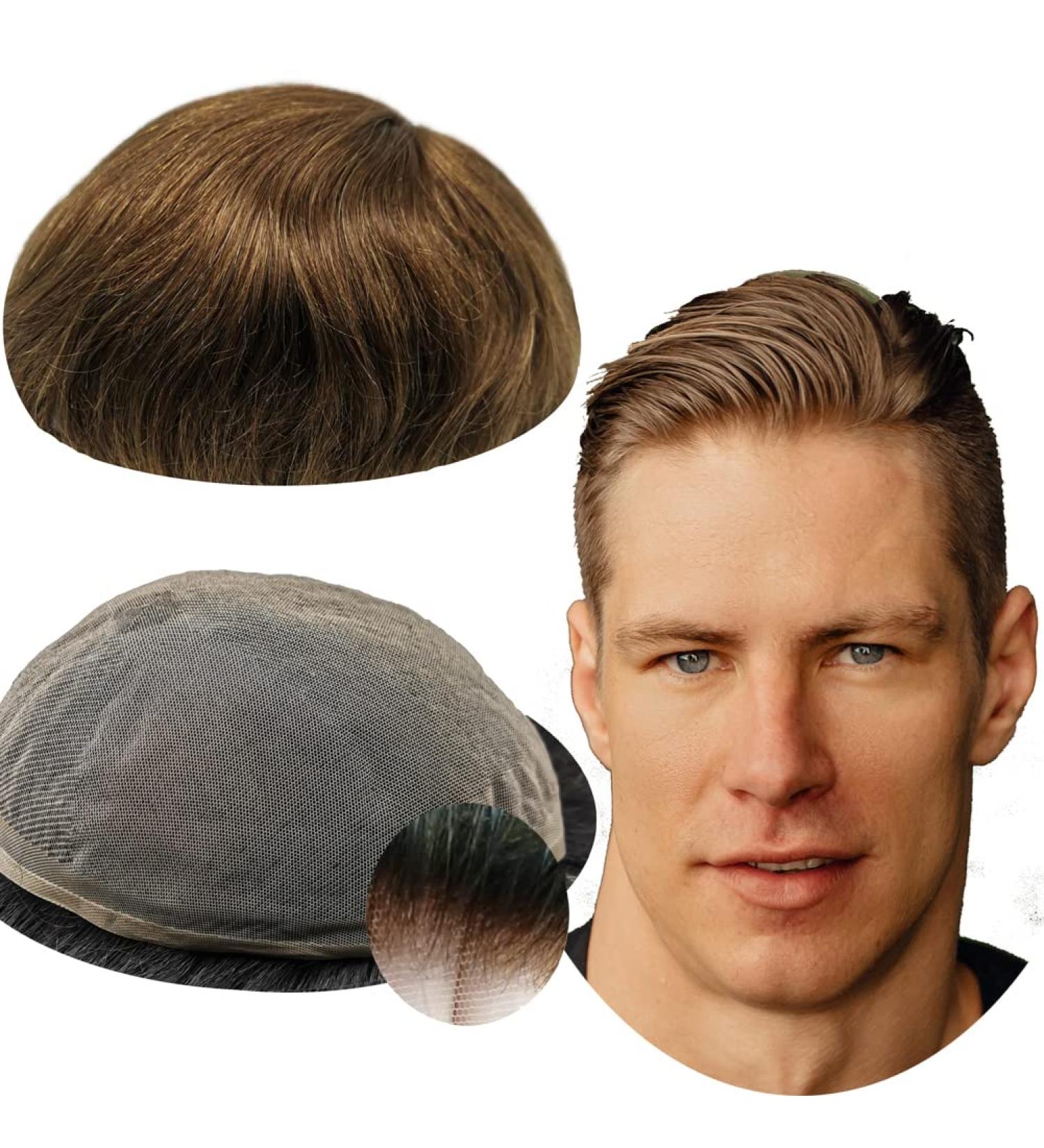 Real Hair Toupet for Men | Yanahair Smooth Thin French Tip Wigs | Light Brown European Hair System (10x8) - Buy Online on GoSupps.com