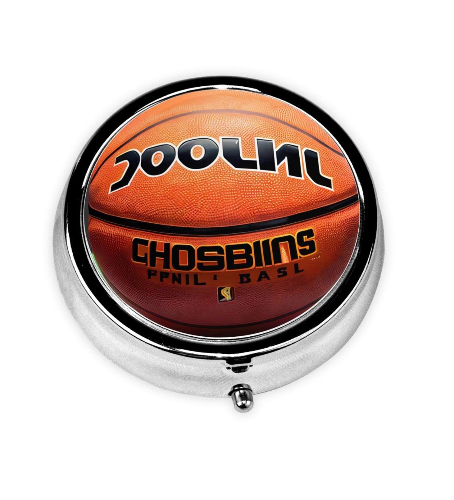 Basketball Background Round Pill Box - 3 Compartment Organizer for Travel | Portable Pill Storage - Buy Online on GoSupps.com