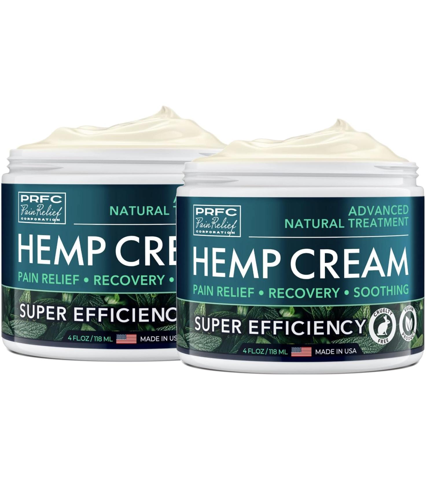 PRFC Hemp Cream - Natural Extract with Arnica & MSM for Joints & Back - Extra Strength 4 oz - Made in USA - Fast Relief - Buy Online on GoSupps.com