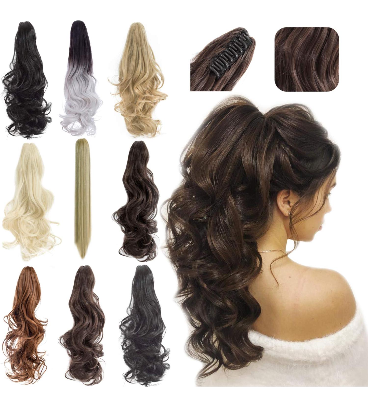 18 Felendy Dark Brown Curly Ponytail Extension Claw - Clip in Hairpiece for Women (Pack of 1) - Buy Online on GoSupps.com