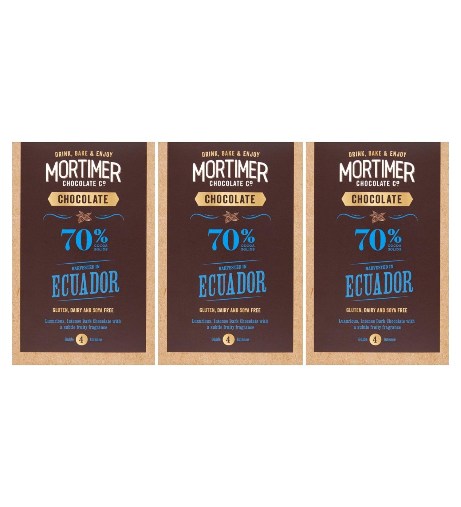 Mortimer Chocolate 70% Ecuador Chocolate for Hot Chocolate Drinking & Cooking 750g (3 x 250g) - Buy Online on GoSupps.com