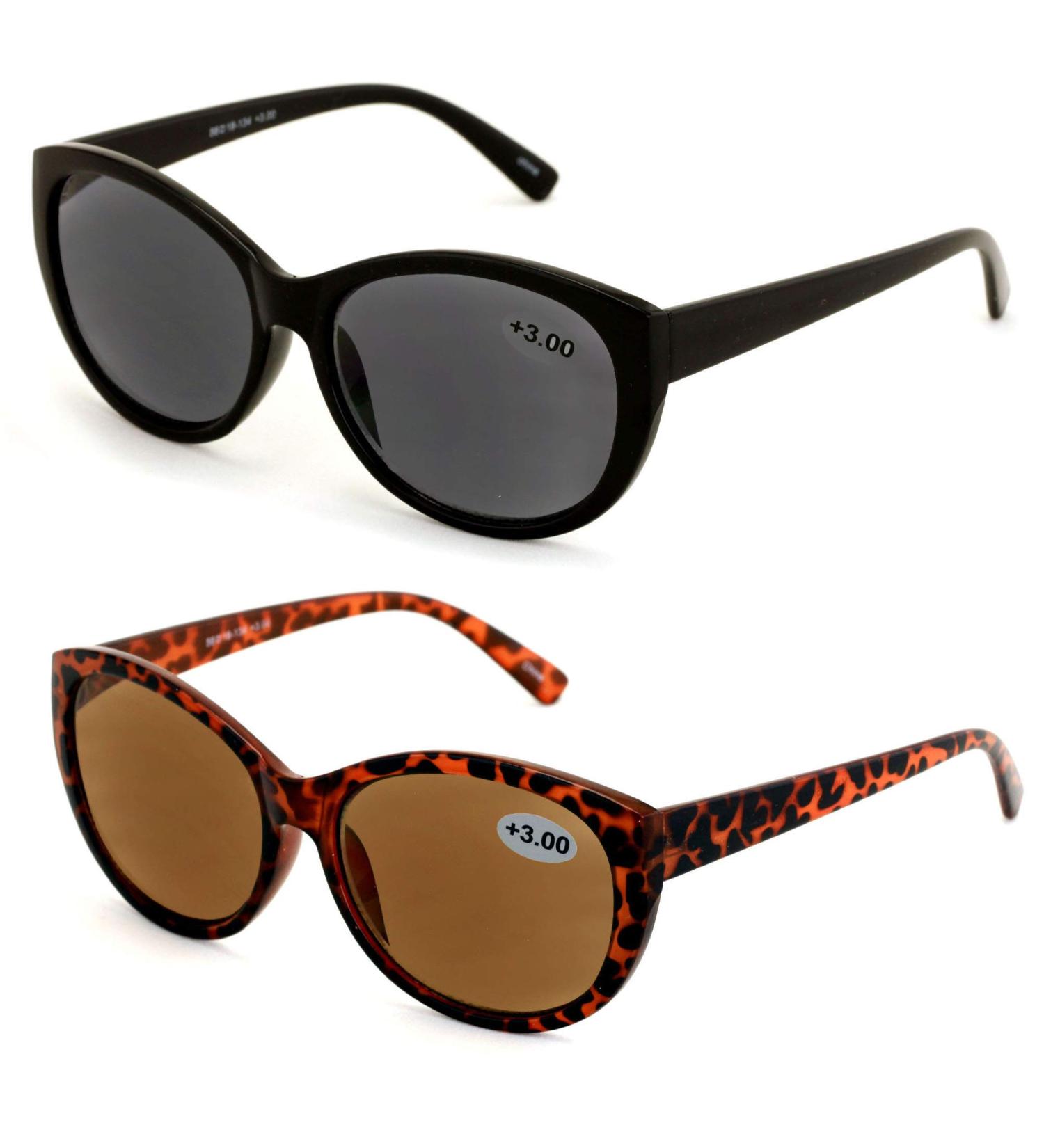 2 Pairs Women Outdoor Reading Sunglasses - Vintage Cateye & Jackie Oval (Black & Tortoise 1.50 - Buy Online on GoSupps.com