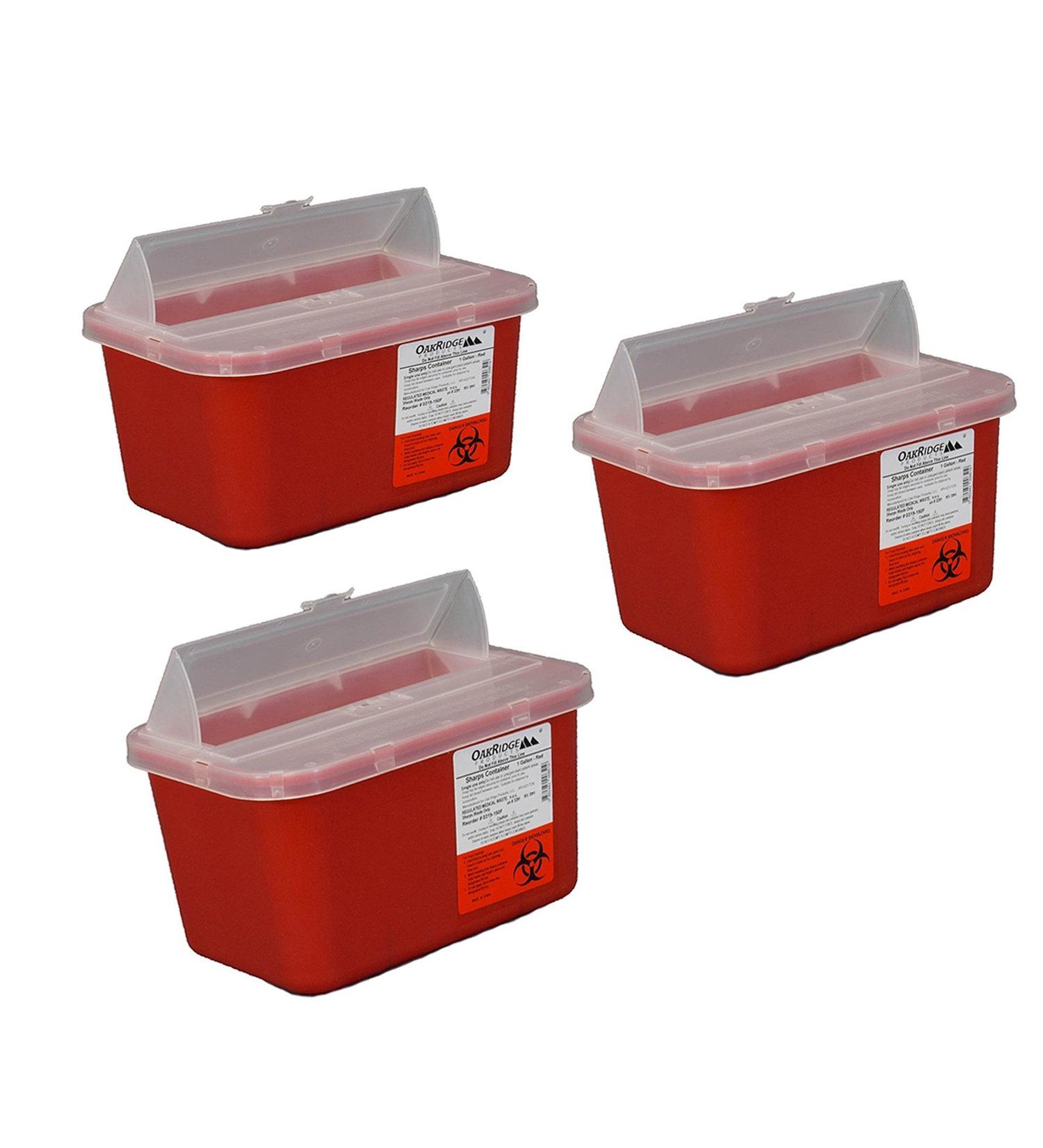 Oakridge 1 Gallon Sharps Containers with Pop-Up Lid - Pack of 3 - Buy Online on GoSupps.com