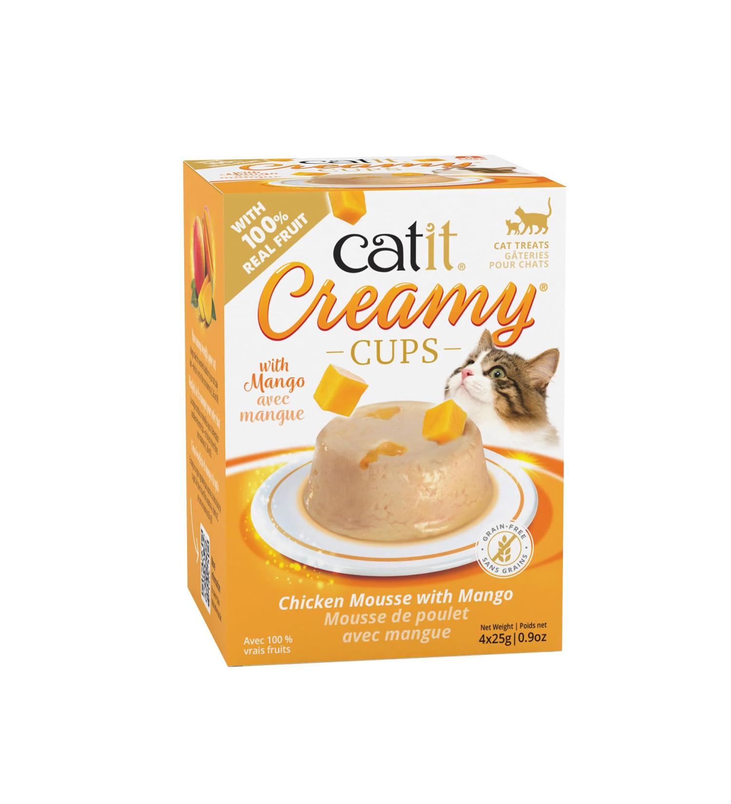 Catit Creamy Cups Chicken Mousse with Mango 4 x 25g Cat Food Wet Cat Food Cat Food Wet Nourriture Pour Chat Cat Wet Food Wet Cat Food Pate - Buy Online on GoSupps.com