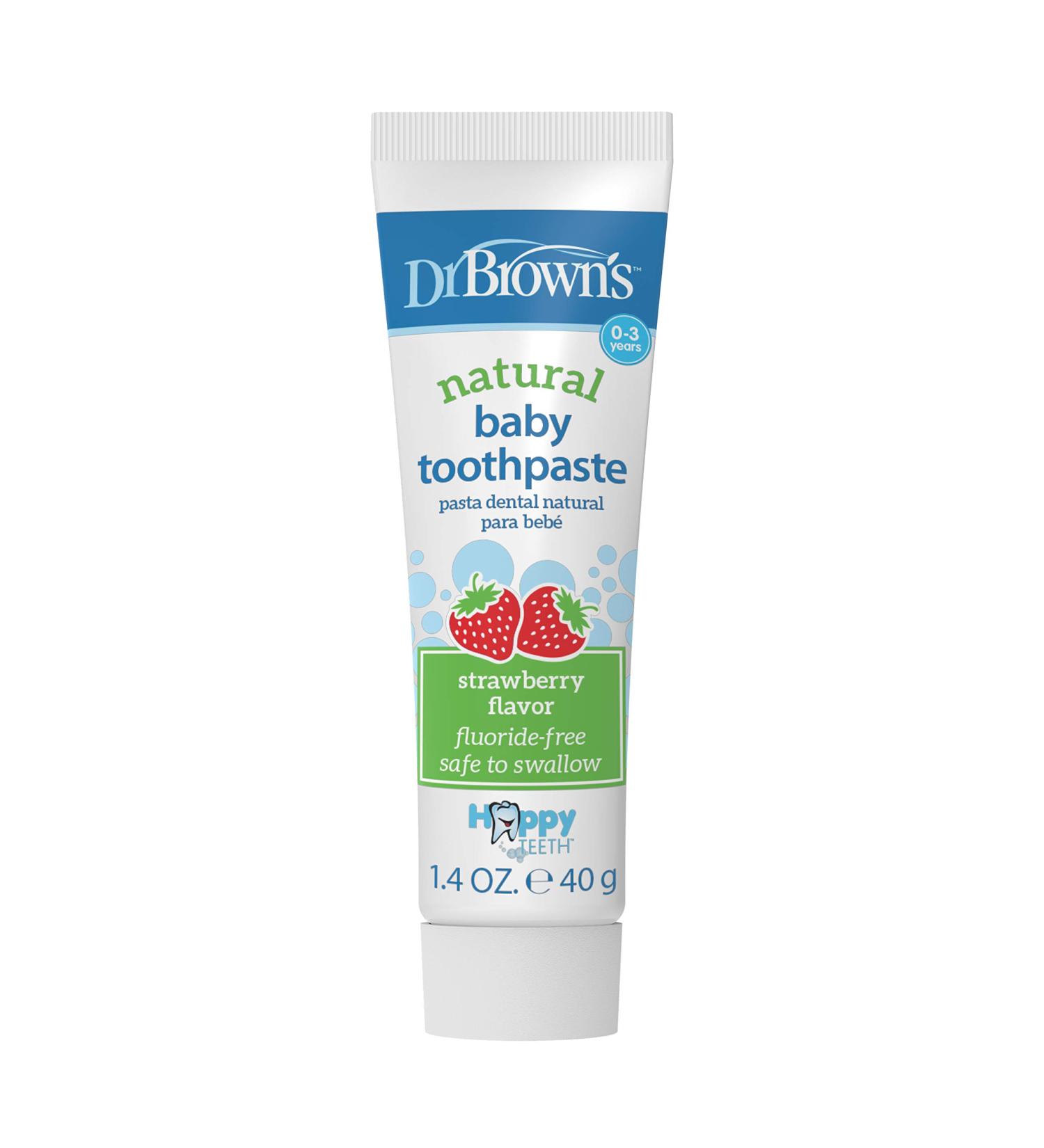 Dr. Brown's Strawberry Baby Toothpaste - Fluoride Free, Made in the USA - 1.4oz (0-3 years) - Buy Online on GoSupps.com