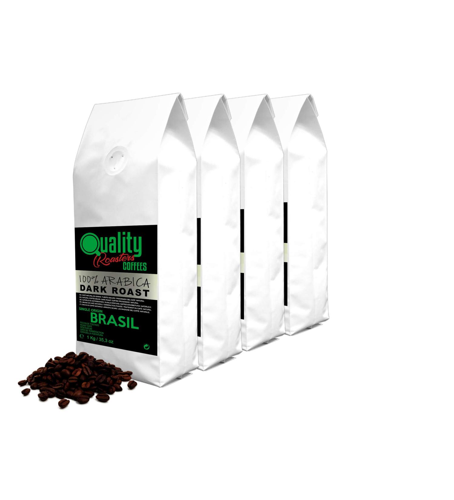 Quality Roasters Coffees. Natural Coffee Beans. Dark Roast. 100% Arabica. Single Origin Brazil. Hand Roasted. Dark Roast. (4 Kg) - Buy Online on GoSupps.com