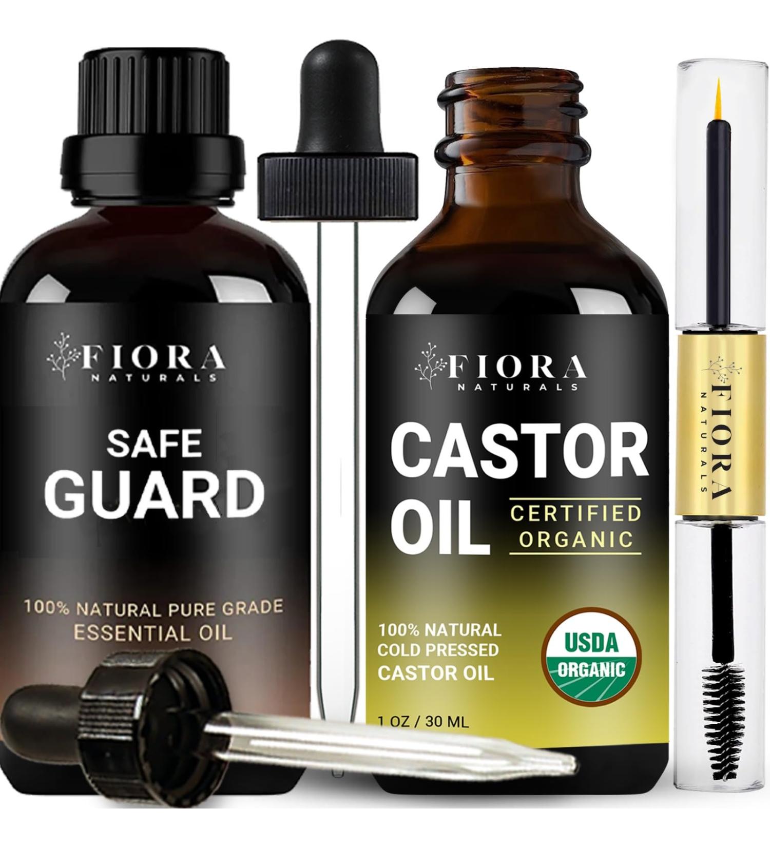 Fiora Naturals Organic Castor Oil and Safeguard Essential Oil Blend Bundle - Buy Online on GoSupps.com