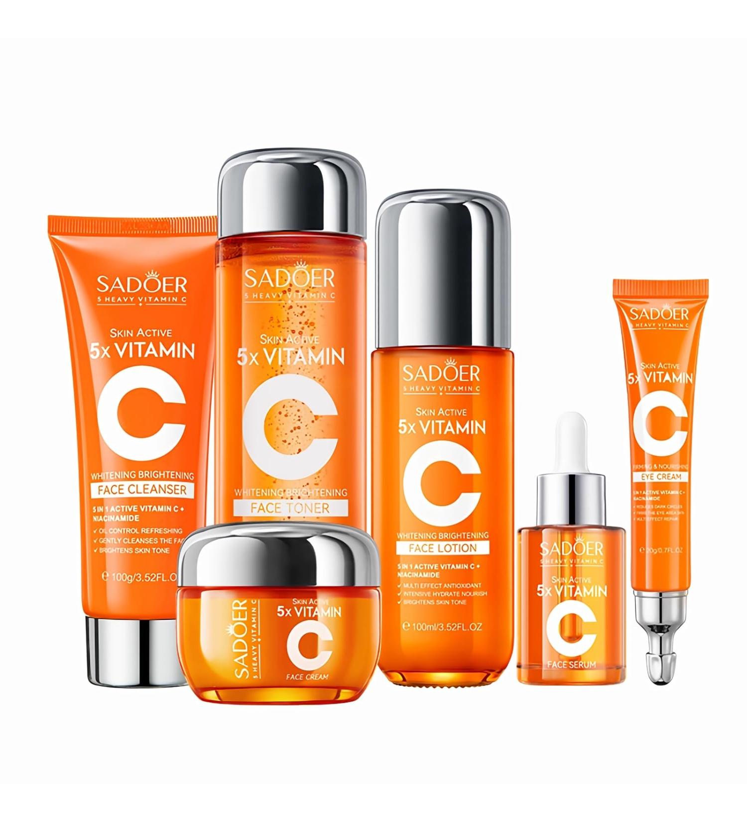 Vitamin C Skin Care Set for Teenage Girls | Cleanser Toner Serum Cream & Lotion | Gentle Travel Size Skin Care Kit - Buy Online on GoSupps.com