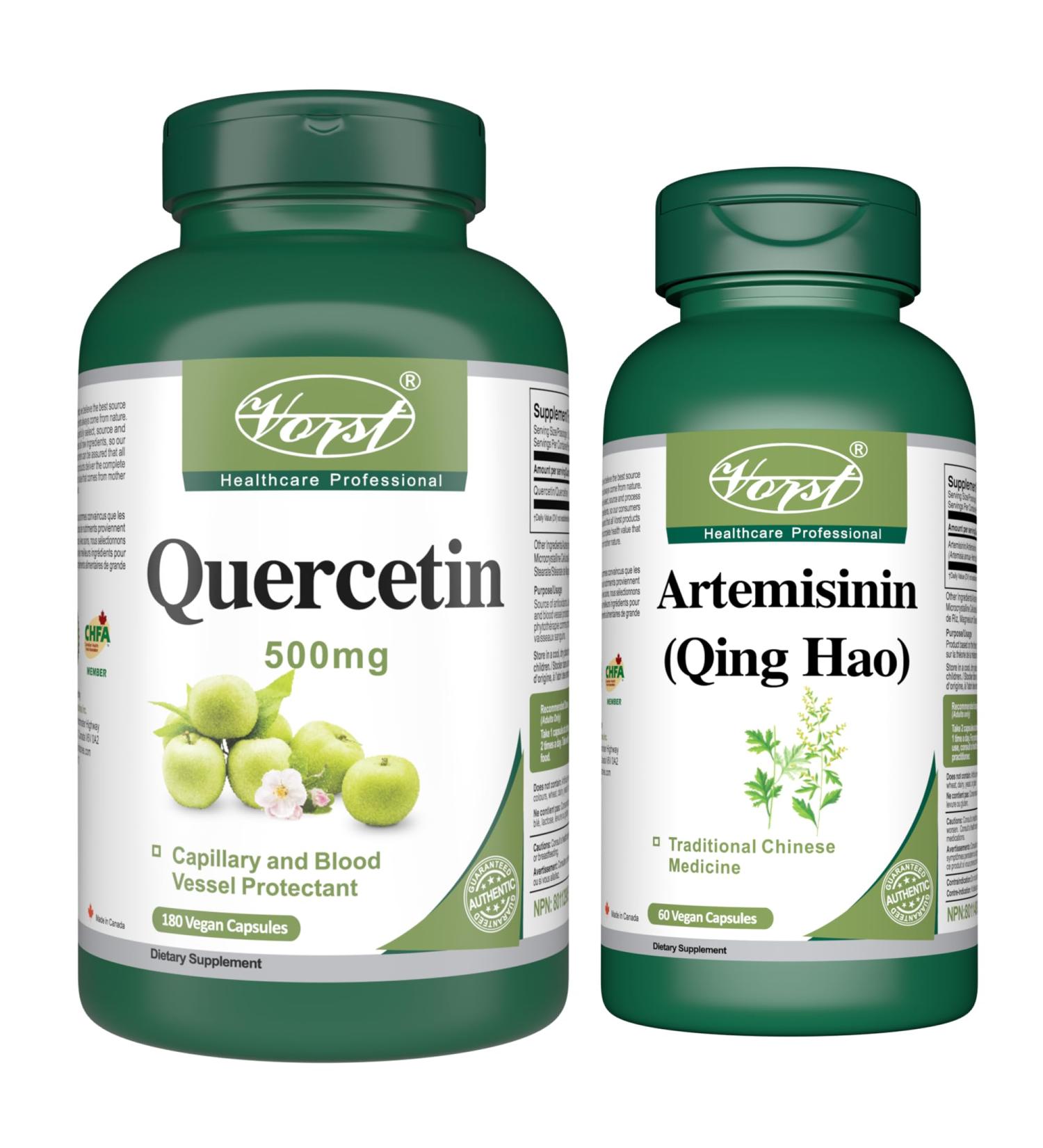 VORST Artemisinin 200mg Per Serving 60 Vegan Capsules and Quercetin 500mg 180 Vegan Capsules (Combo Bundle 2 bottles) - Buy Online on GoSupps.com