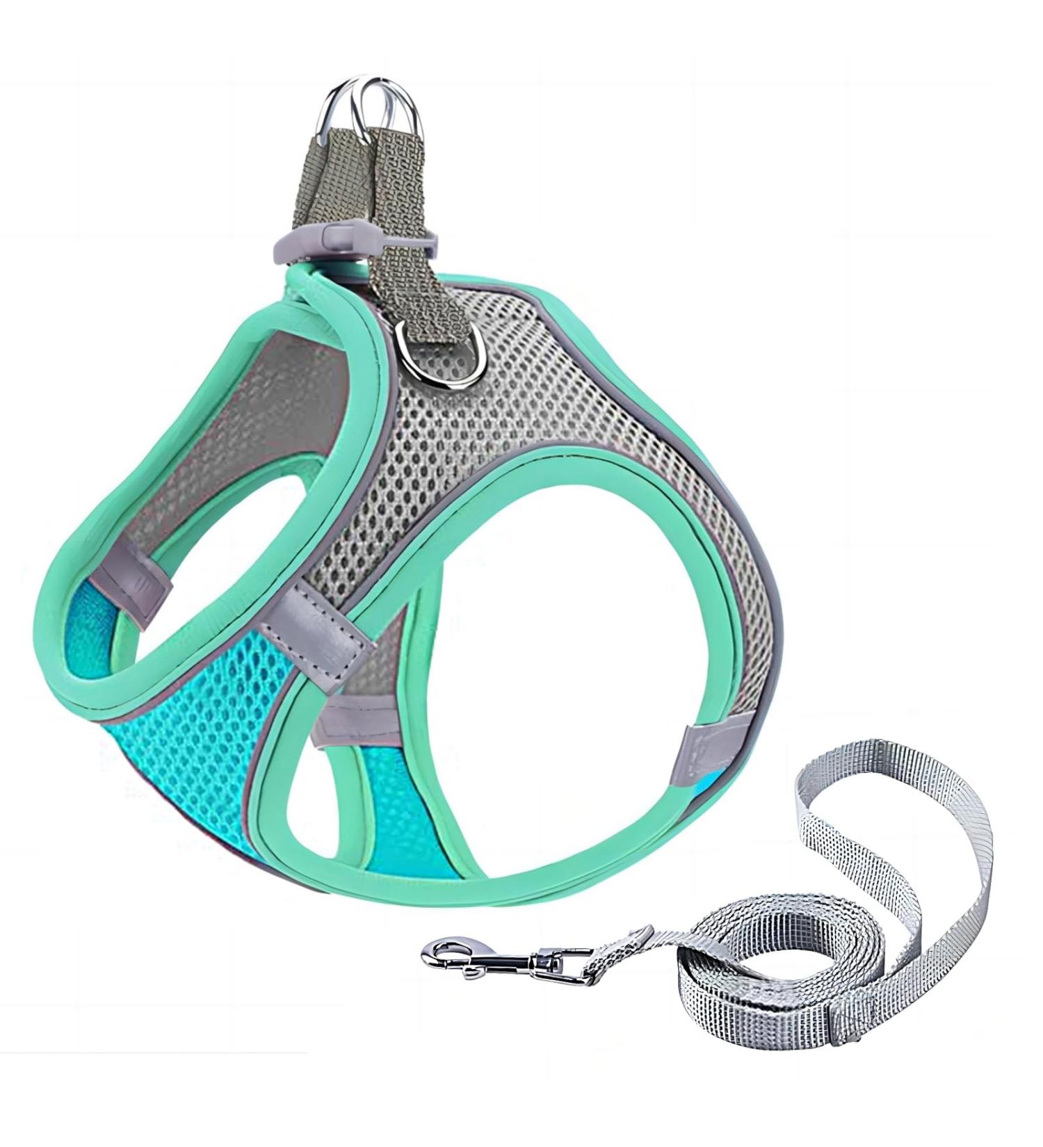 Shop Giapinst No Pull Dog Harness for Small Dogs - Adjustable Breathable Mesh Reflective Stripes | XS (12.6-14 in) Green & Gray - Buy Online on GoSupps.com