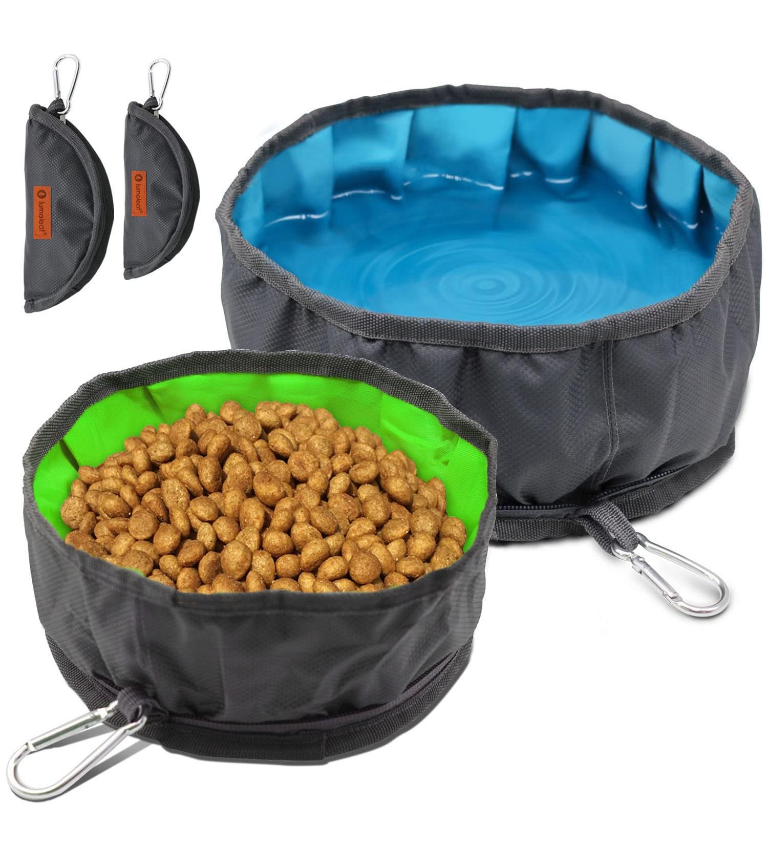 Buy Lumoleaf Portable Dog Bowl Set - 2L Drinking & 2.4L Folding Travel Bowls for Pets - Easy to Carry - Blue & Green - Buy Online on GoSupps.com