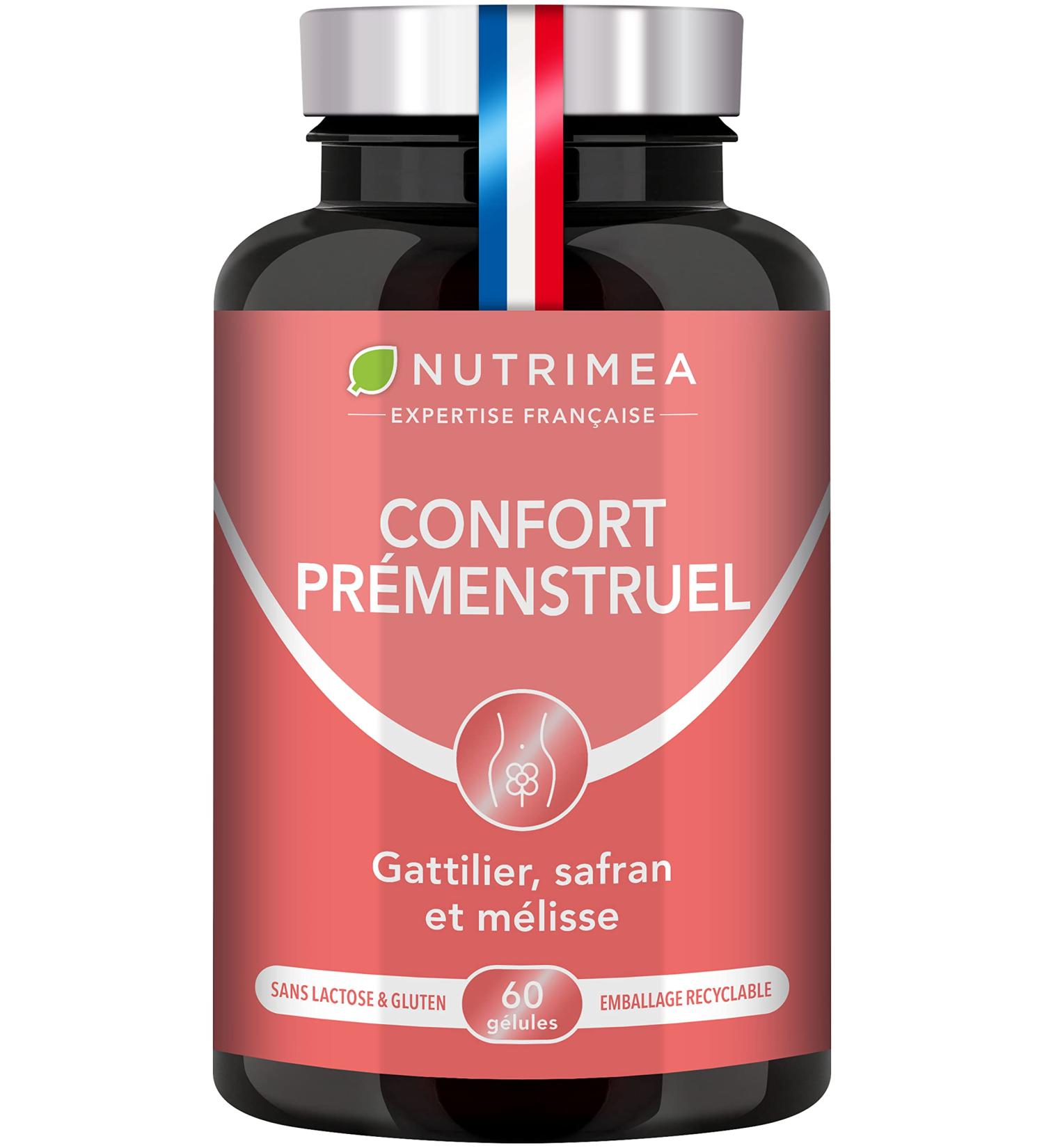 Premenstrual Comfort - Soothes Premenstrual Syndrome and Painful Periods - Melissa Chatthouse & Safran Patented Safr'inside - Nutrimea - 60 Vegan Capsules - Made in France - Buy Online on GoSupps.com