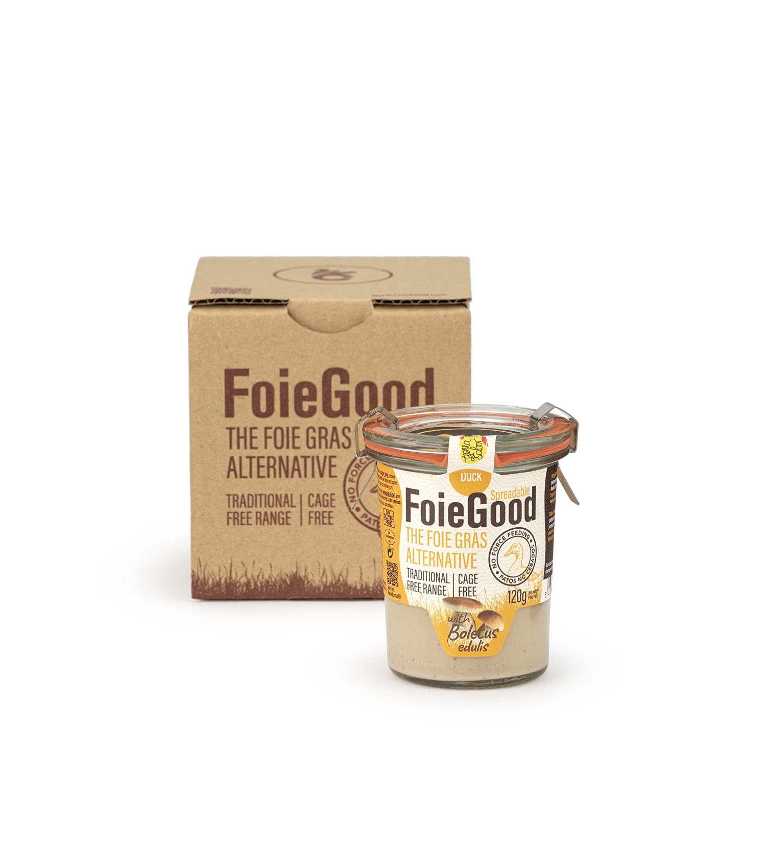 FoieGood - Duck Spread with Boletus - Duck Liver P t - Ideal for Appetizers - Smooth and Creamy - No Forced Feeding - Glass Jar 120 g - Buy Online on GoSupps.com