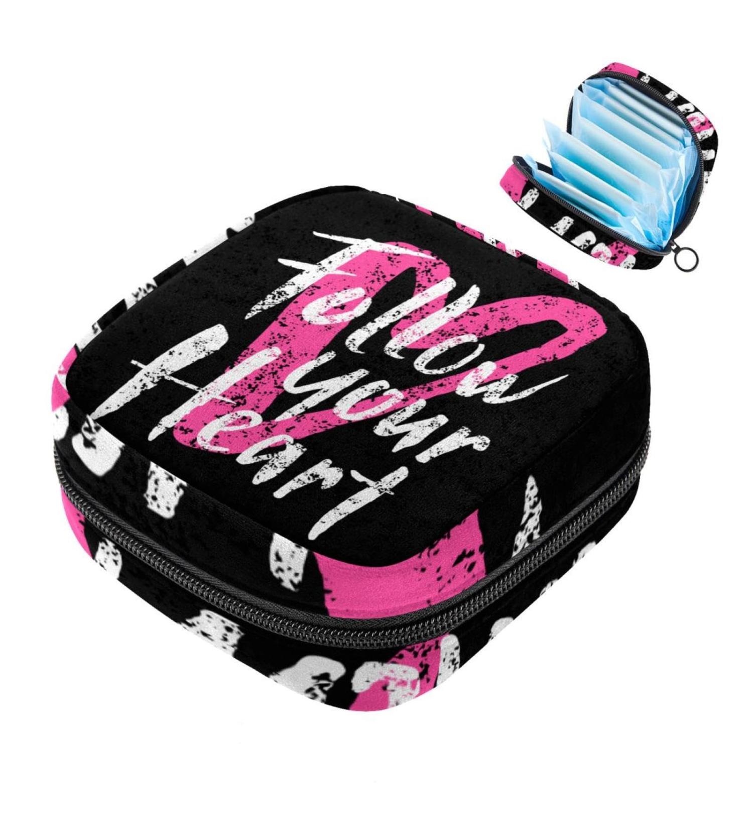 Portable Women's Binding-Storage Bags | Menstrual Cup Pocket & Pads | Perfect for Teen Girls | Stylish Black Design - Buy Online on GoSupps.com
