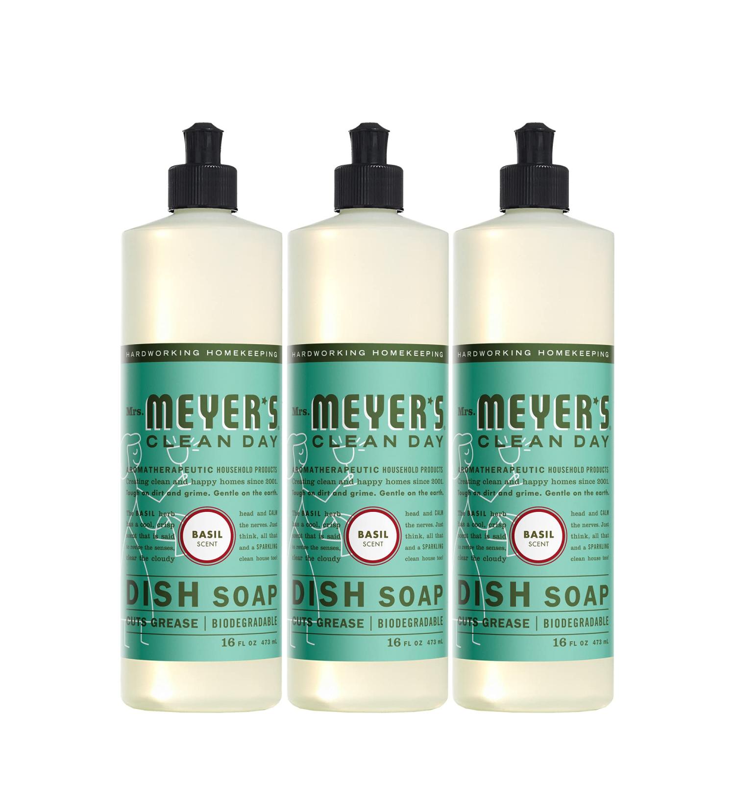 Mrs. Meyer's Liquid Dish Soap - Biodegradable Basil, 16 fl oz (Pack of 3) - Buy Online on GoSupps.com