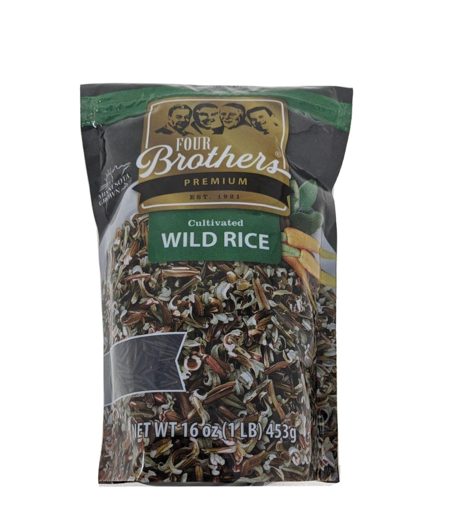 Four Brothers Minnesota Wild Rice 1lb - Premium Cultivated Gluten-Free Cholesterol-Free Bat-Roasted Rice - Buy Online on GoSupps.com