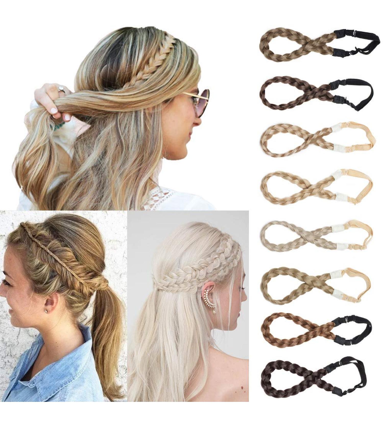 Shop Silk-Co Women s Braided Hair Band - 3 Strands with Brown Highlights | Vintage Elastic Headband for Weddings | Hair Tie & Extensions - 1.5cm Wide Dark & Ash Brown - Buy Online on GoSupps.com