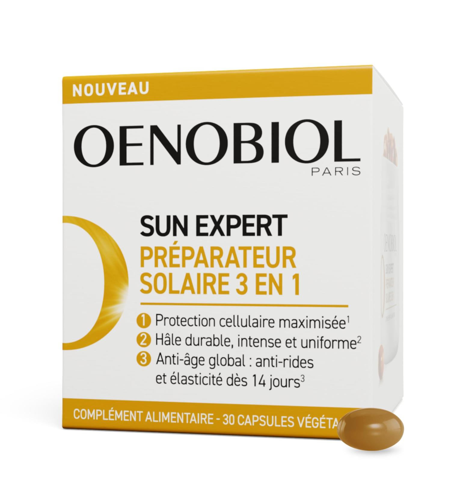  Oenobiol Oenobiol Sun Expert 3-in-1 Sun Preparation - Triple Action - Cellular Protection - Intense Tan - Global Anti-Aging - Clinically Proven - Food Supplement - 30 Vegetable Capsules - Buy Online on GoSupps.com