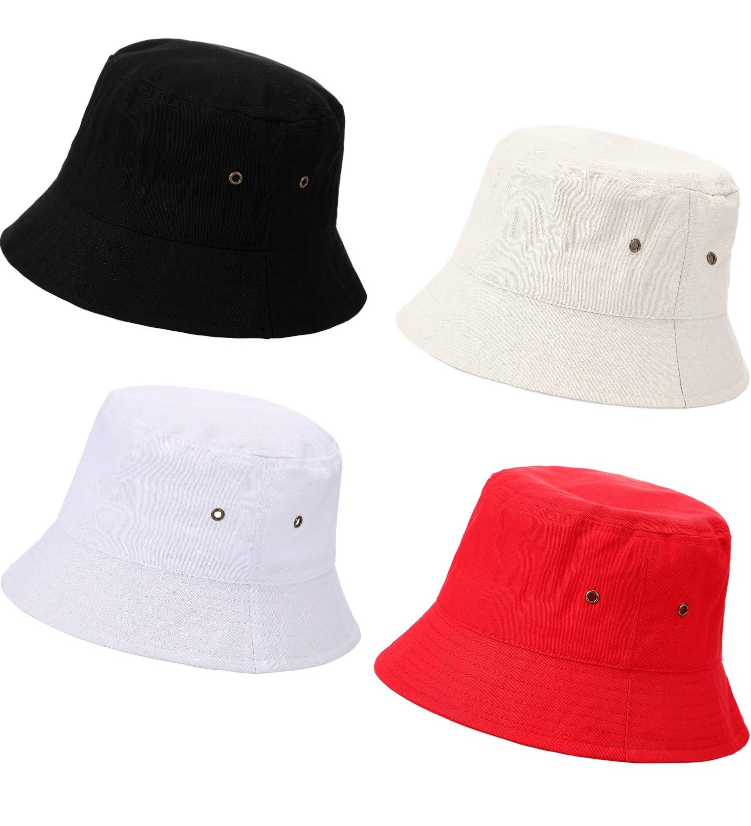 4-Piece Bucket Hat Set for Men, Women & Kids - Medium Size in Black, White, Beige & Red - Buy Online on GoSupps.com