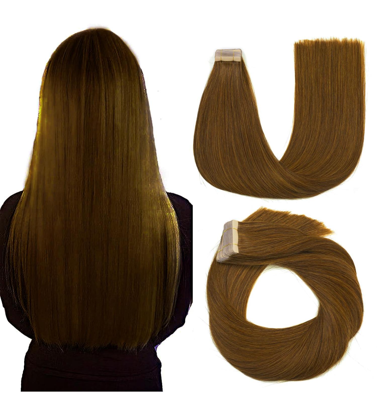 Hotlulana #10 Real Hair Tape-In Extensions - 14 Inch 40g - 20pcs Invisible Human Hair Skin Weft - Buy Online on GoSupps.com