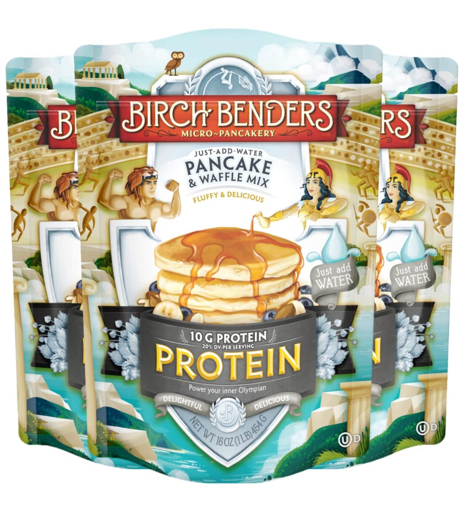 Birch Benders Protein Pancake & Waffle Mix - 16g Protein Per Serving - Non-GMO Verified - 48oz (16oz 3-pack) - Buy Online on GoSupps.com