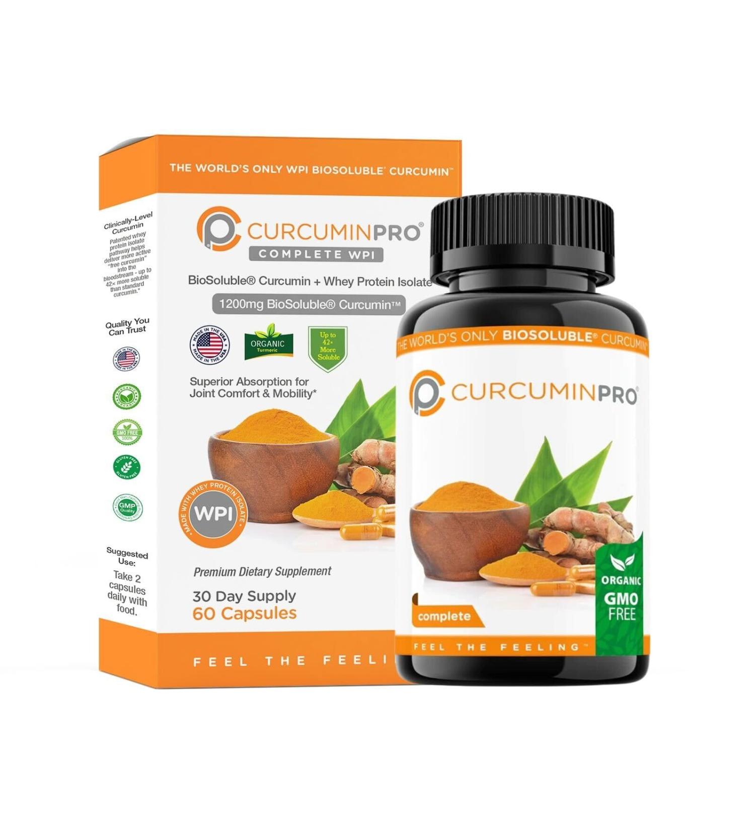 CurcuminPro Complete High Absorption Turmeric Supplement. Protein-Powered Turmeric Curcumin Capsules with BioSoluble Curcumin for Maximum Effectiveness. Natural Curcumin Supplement (60 Count) - Buy Online on GoSupps.com