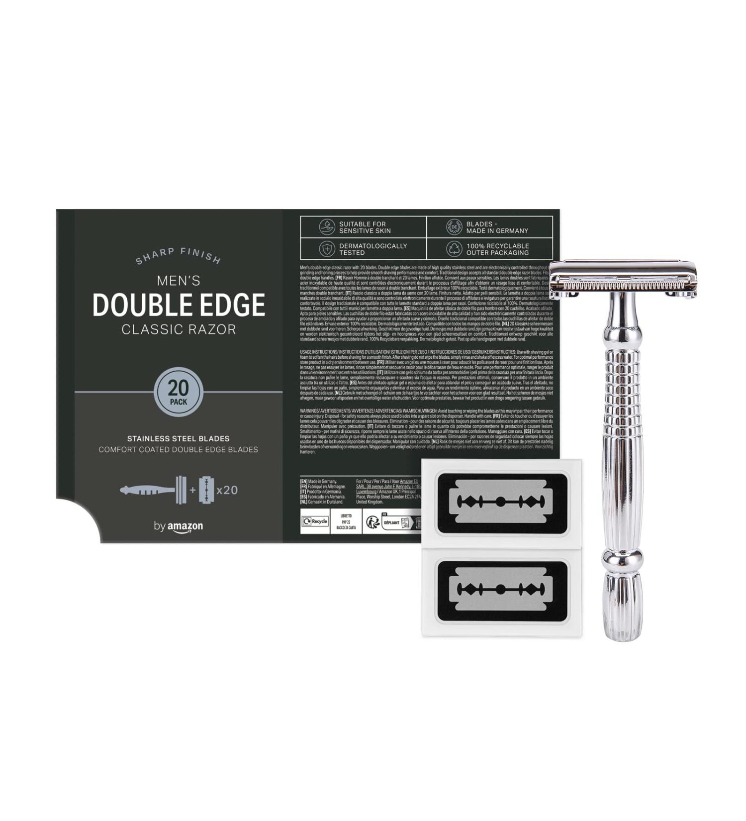 Amazon Men's Double Edge Classic Razor with 20 Blades - 1 Pack - Buy Online on GoSupps.com