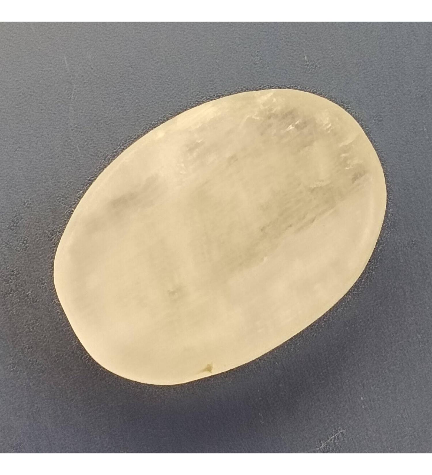Opalite Crystal Worry Thumb Stone - Natural Healing Calming Meditation Reiki Stress Relief (Selenite)