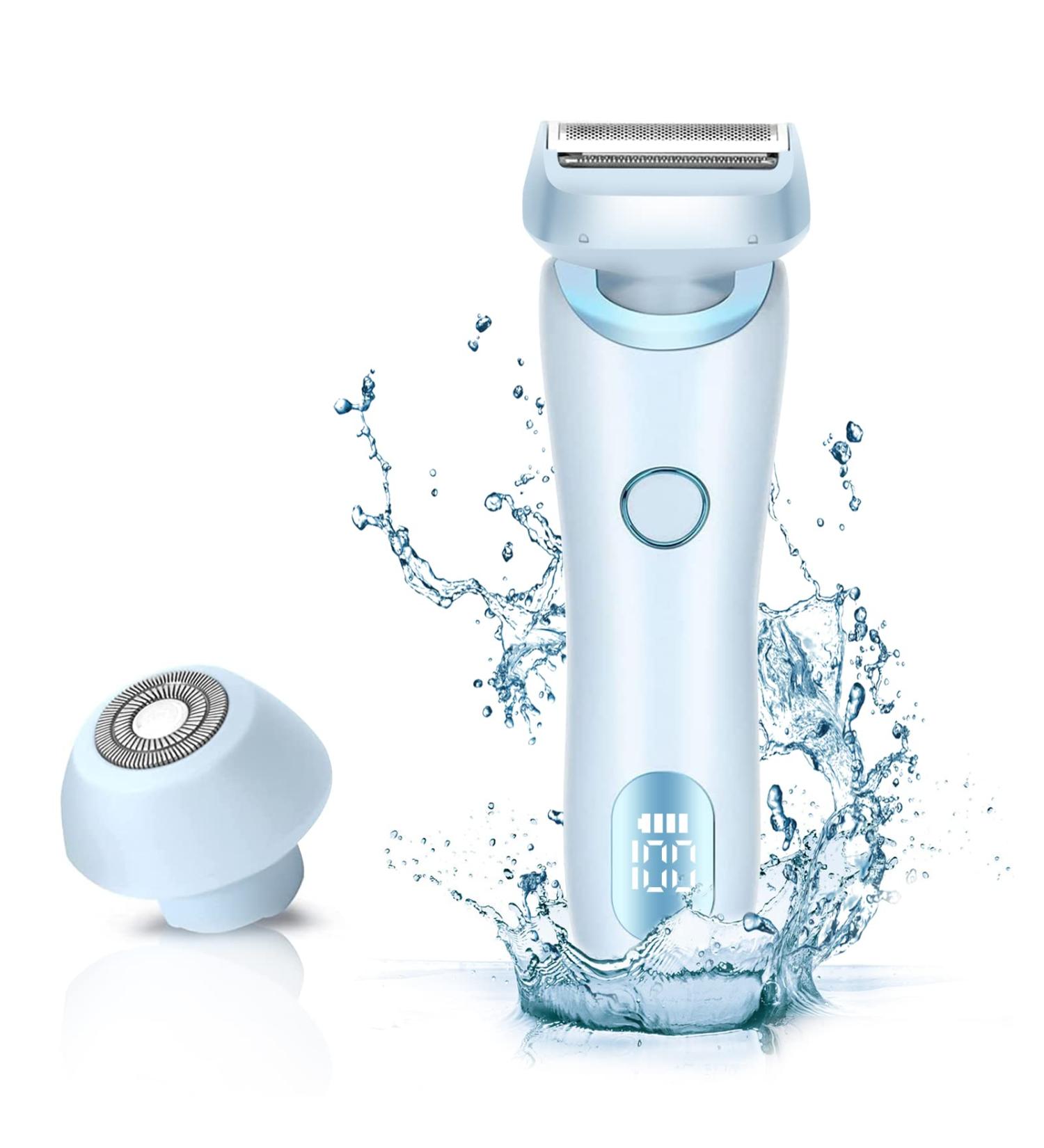 Elegant Electric Shaver for Women | Rechargeable 2-in-1 Razor for Body & Bikini | Cordless Hair Removal Trimmer | IPX7 Waterproof | Blue - Buy Online on GoSupps.com