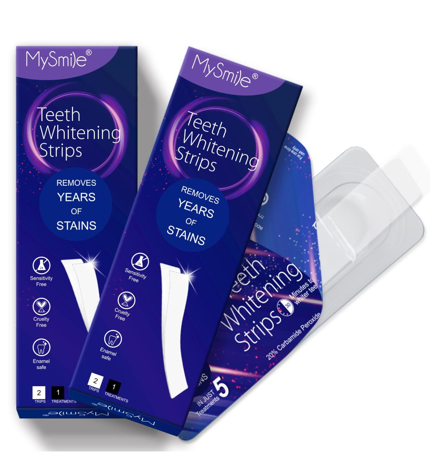 MySmile Advanced Teeth Whitening Strips | Professional Strength for Sensitive Teeth | Enamel Safe Home Whitener | 2 Treatments - Buy Online on GoSupps.com