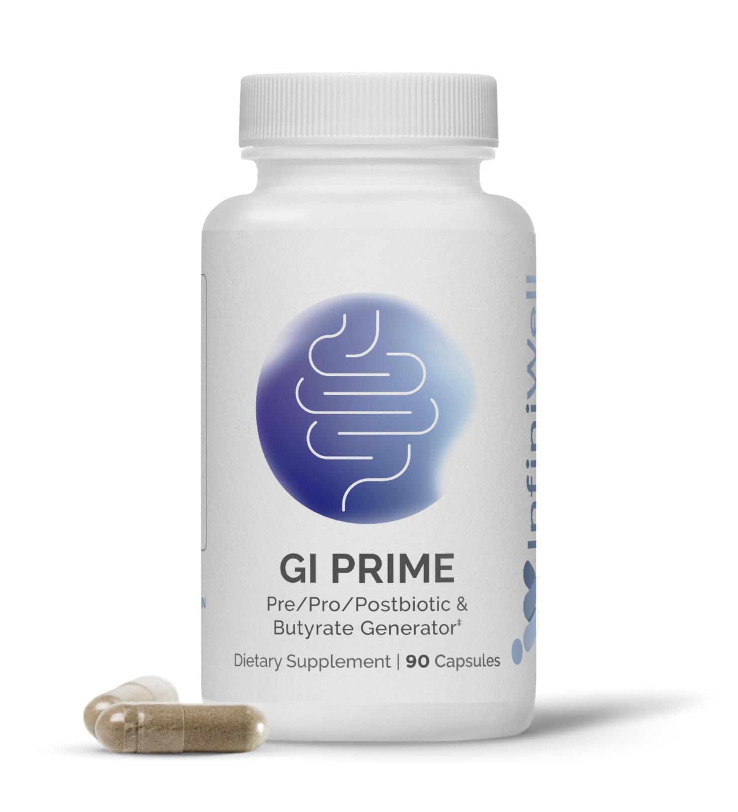 InfiniWell GI Prime - Pre Post & Probiotics for Digestive Health - Aid Immune Function & Support The Gut-Brain Axis - with Bacillus Probiotics for Women & Men (90 Capsules) - Buy Online on GoSupps.com