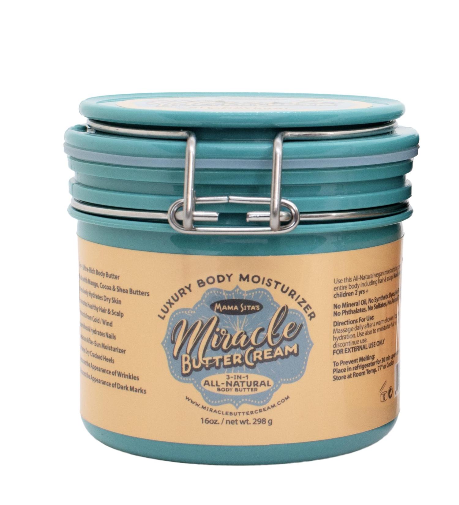 Miracle Butter Cream - 16 oz. Skin/Hair Moisturizer Quick Absorbing Raw Vegan Cold Pressed Comes in 16 Scents For Dry Skin and Eczema Anti-Aging Formula 16 Ounce (Pack of 1) - Buy Online on GoSupps.com