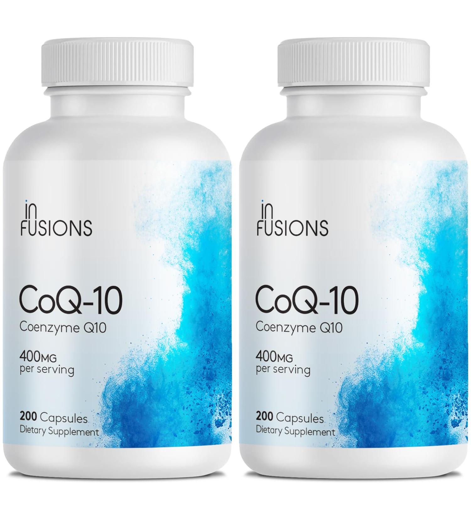 Infusions Pure Extra Strength CoQ10 400mg 400 Capsules High Absorption Gluten Free Non-GMO 2 Pack - Buy Online on GoSupps.com