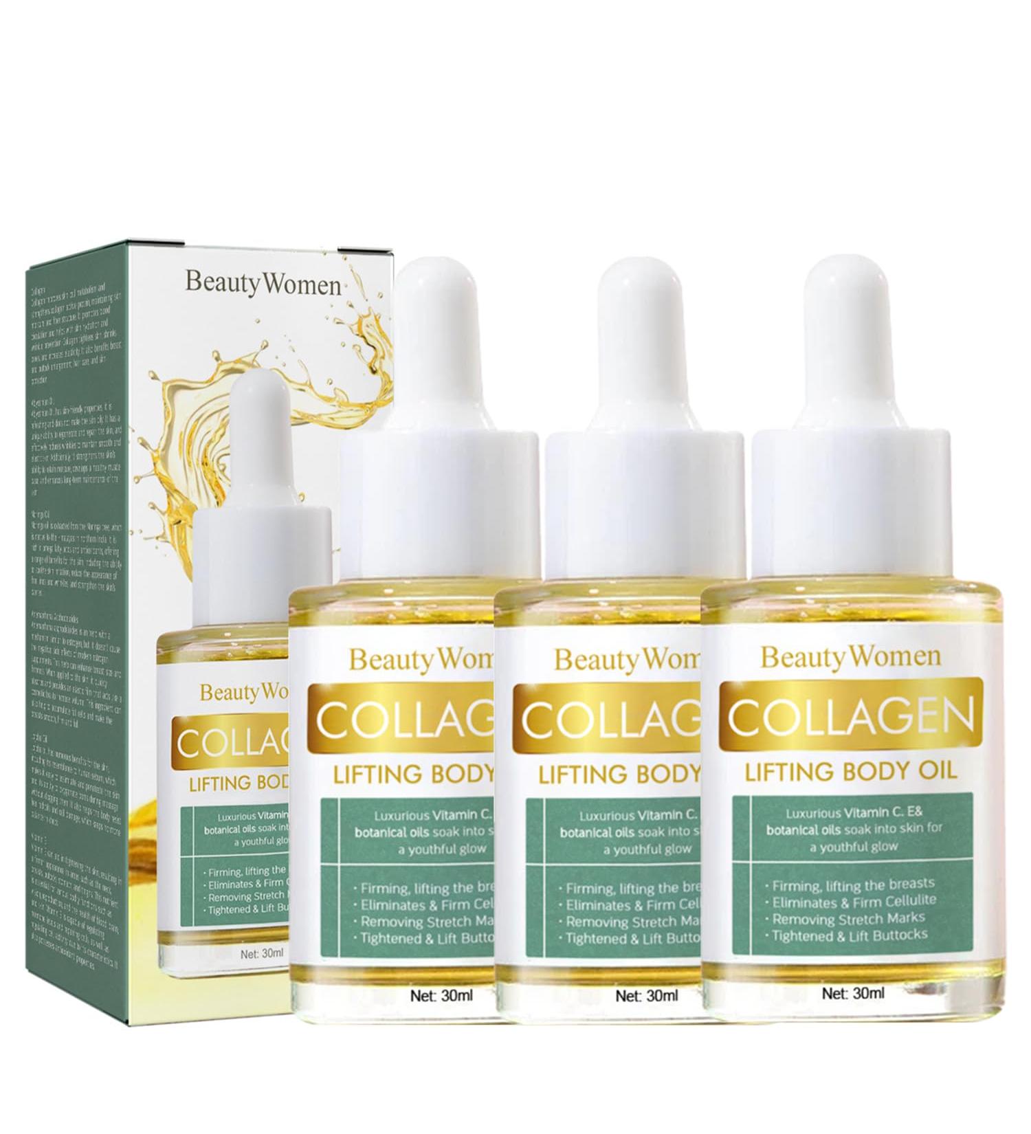 3PC Beauty Women Collagen Lifting Body Oil - Anti-Aging Serum Reduces Fine Lines & Wrinkles International Shipping Available - Buy Online on GoSupps.com