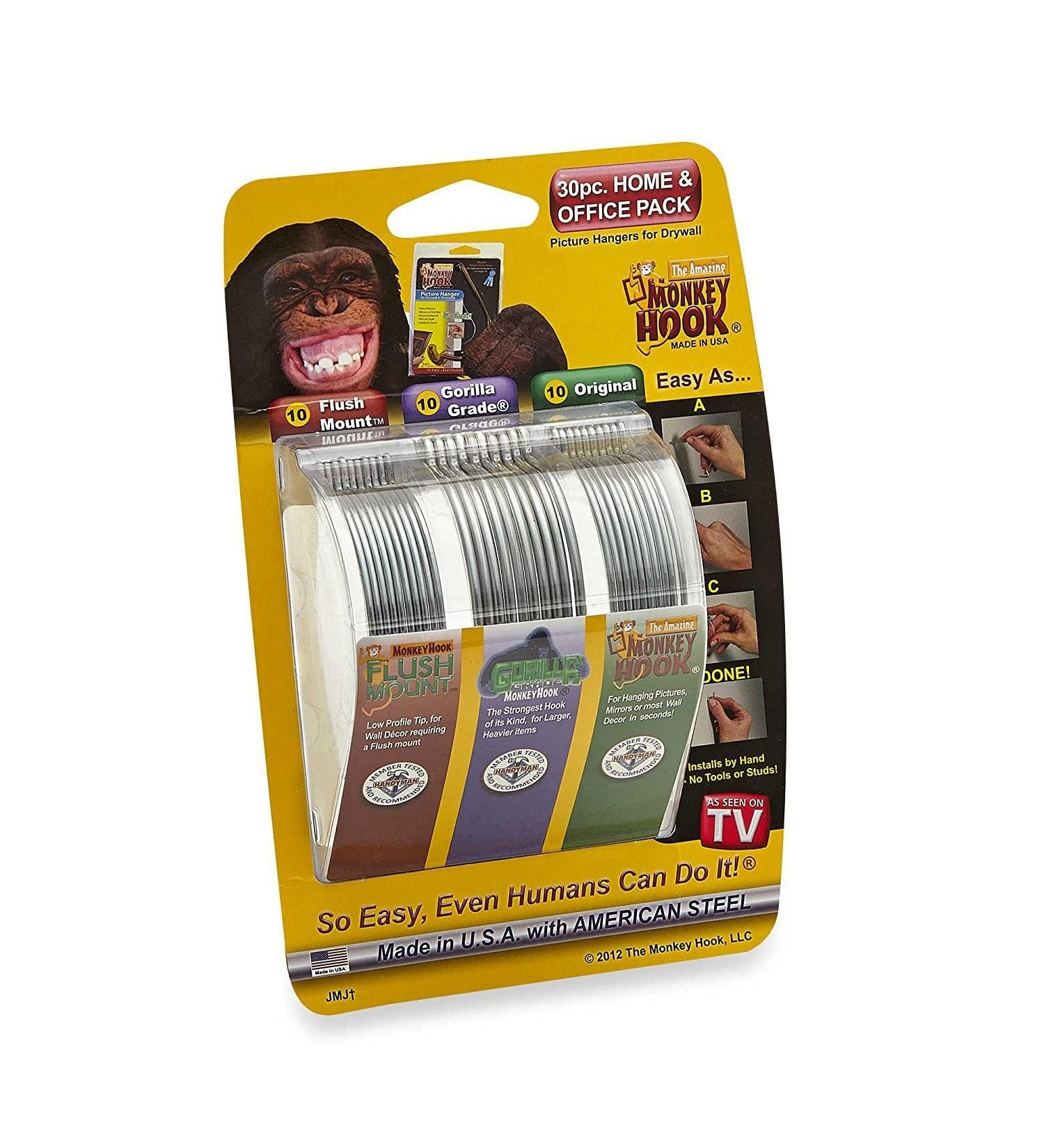 Monkey Hooks Picture Hangers Home and Office Pack, Gorilla Hook, Drywall Hooks for Hanging Pictures, Wall Hooks, Picture Hangers, Picture Hanging Kit, 30 pc set