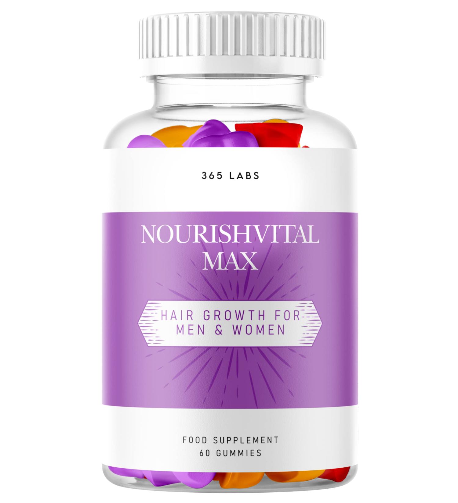 365 labs Newly Formulated NourishaVital Max Hair Growth Gummies for Women & Men - Money Back Guaranteed (1)
