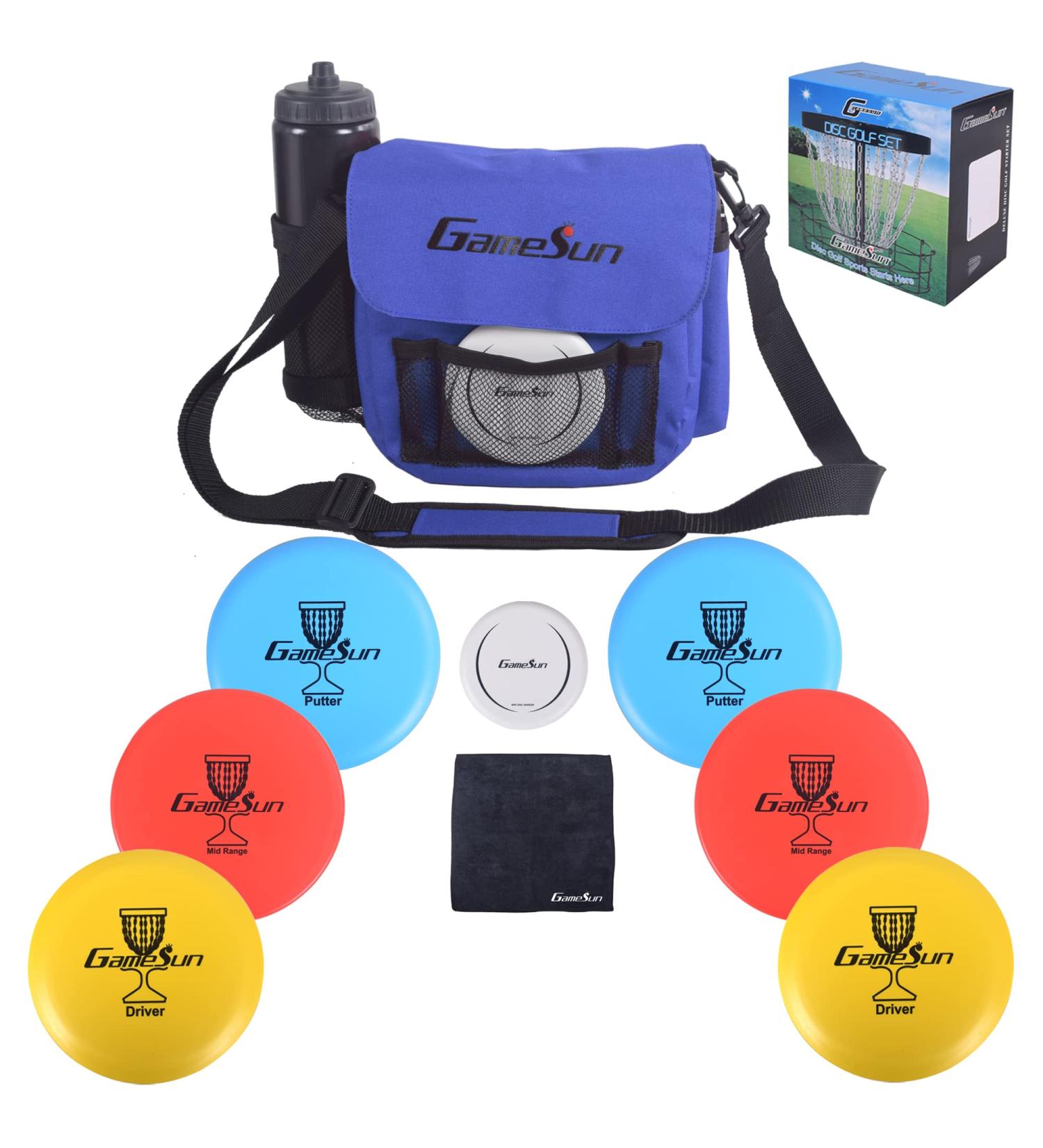 Durable DISC Golf Set with Carry Bag, Drivers, Mid-Ranges, Putters, Marker, Towel & Gift Box - Blue - Buy Online on GoSupps.com